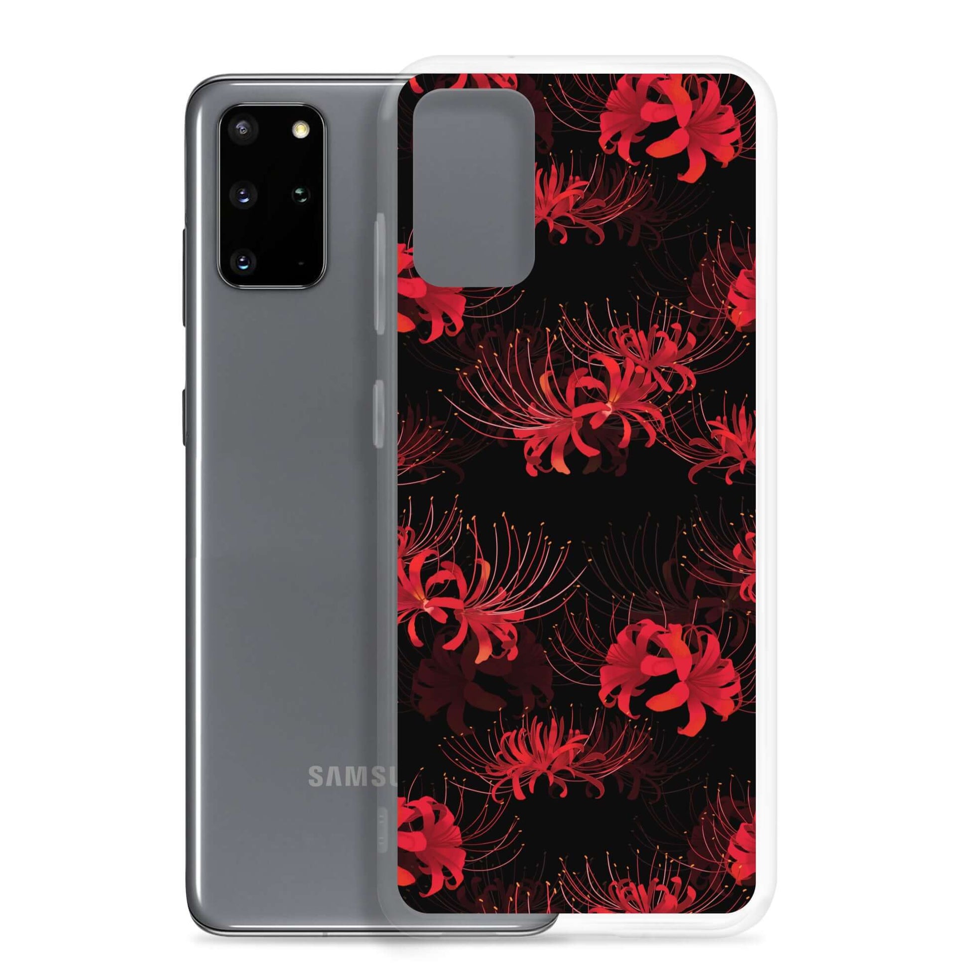Stylish Higanbana Samsung® Clear Case showcasing a vibrant floral design, perfect for protection and flair.