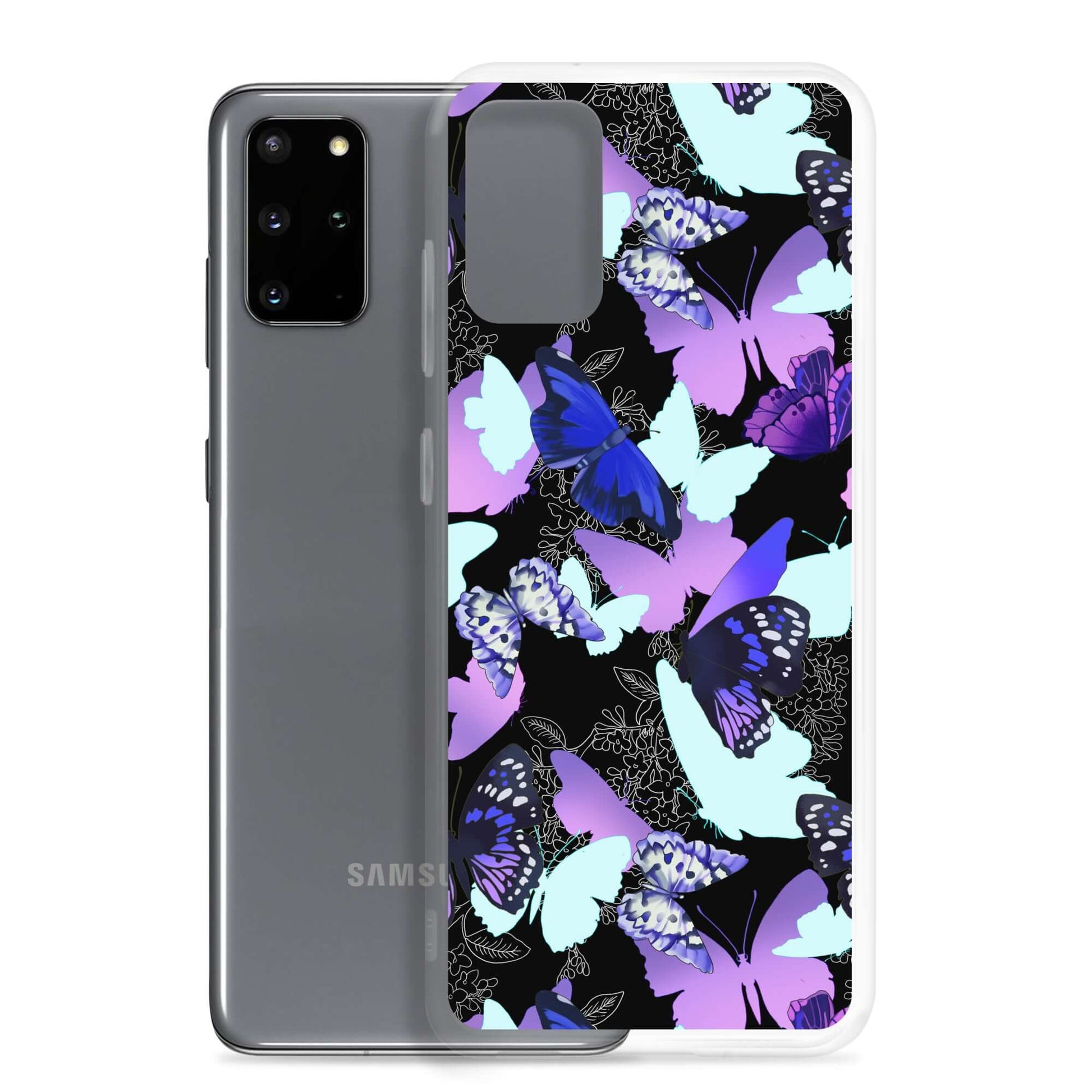 Colorful Butterfly Samsung® Clear Case showcases vibrant butterfly designs, perfect for accessorizing your phone.