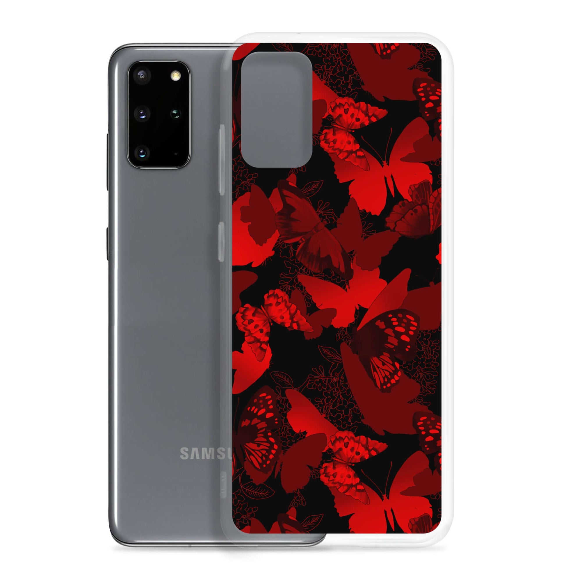 Colorful Butterfly Samsung® Clear Case showcasing vibrant butterfly design, perfect for keeping your phone stylish and protected.