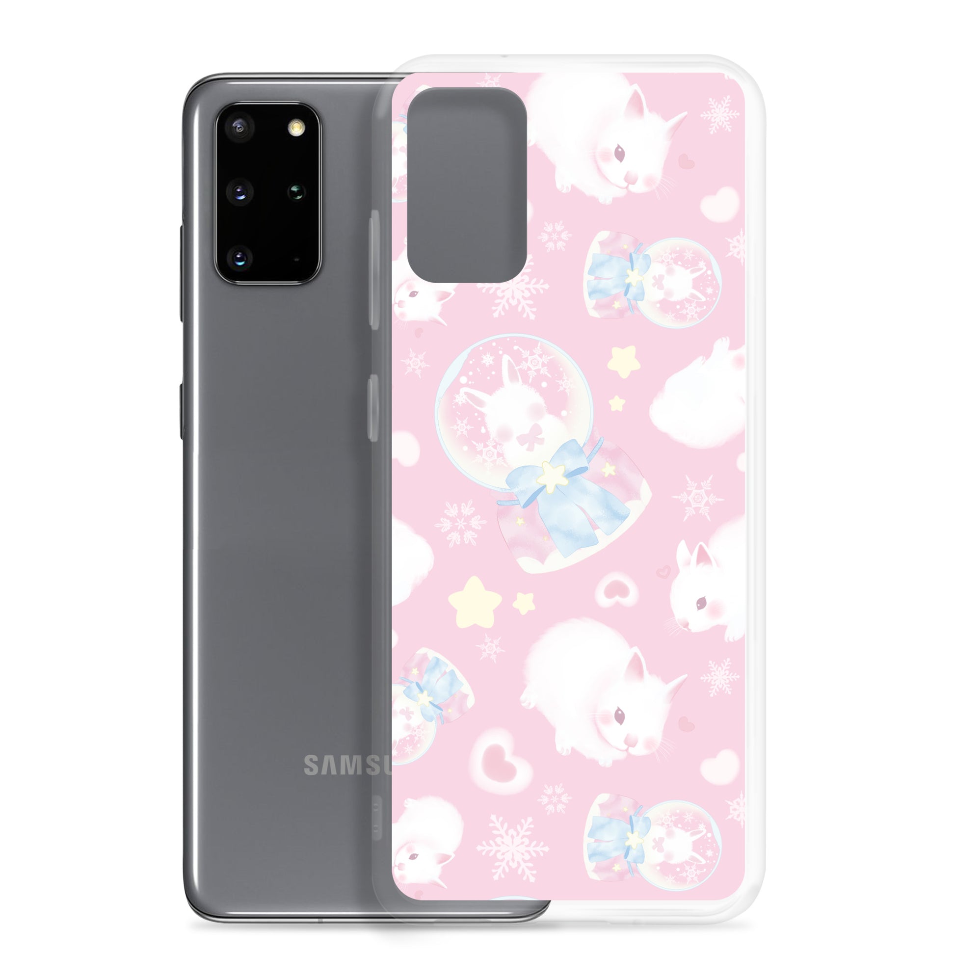 Cute Snow Bunny Samsung® Clear Case featuring adorable bunnies, perfect for adding charm to your phone.