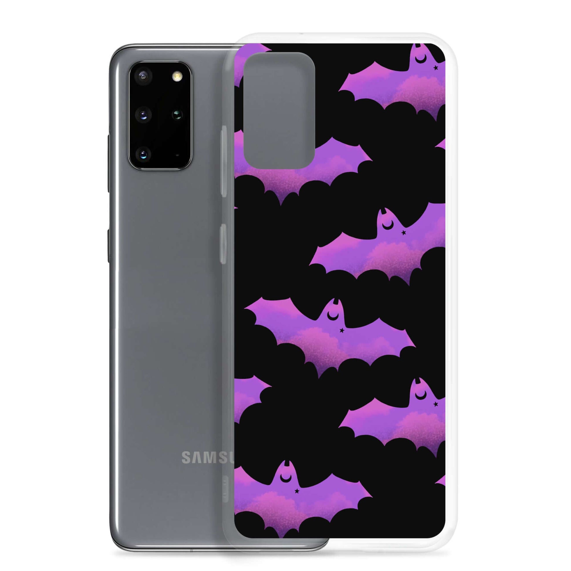 Aensland Samsung® Clear Case features a playful bat design, offering stylish protection for your phone.
