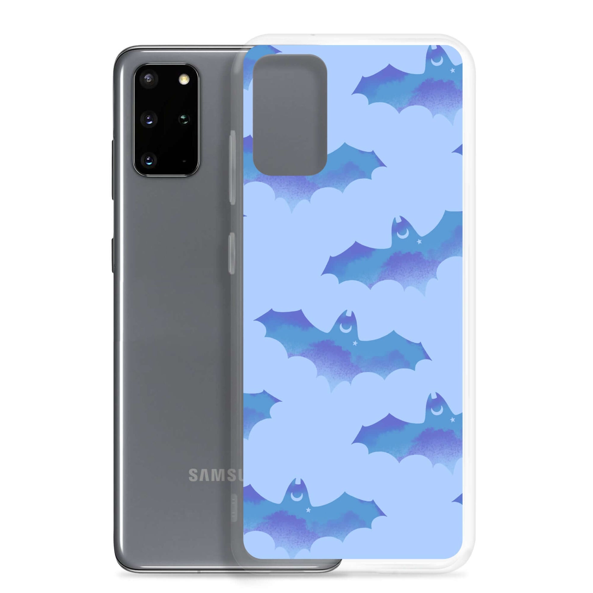Stylish Lilith Samsung® Clear Case featuring playful bats, protecting your phone from scratches and dirt.