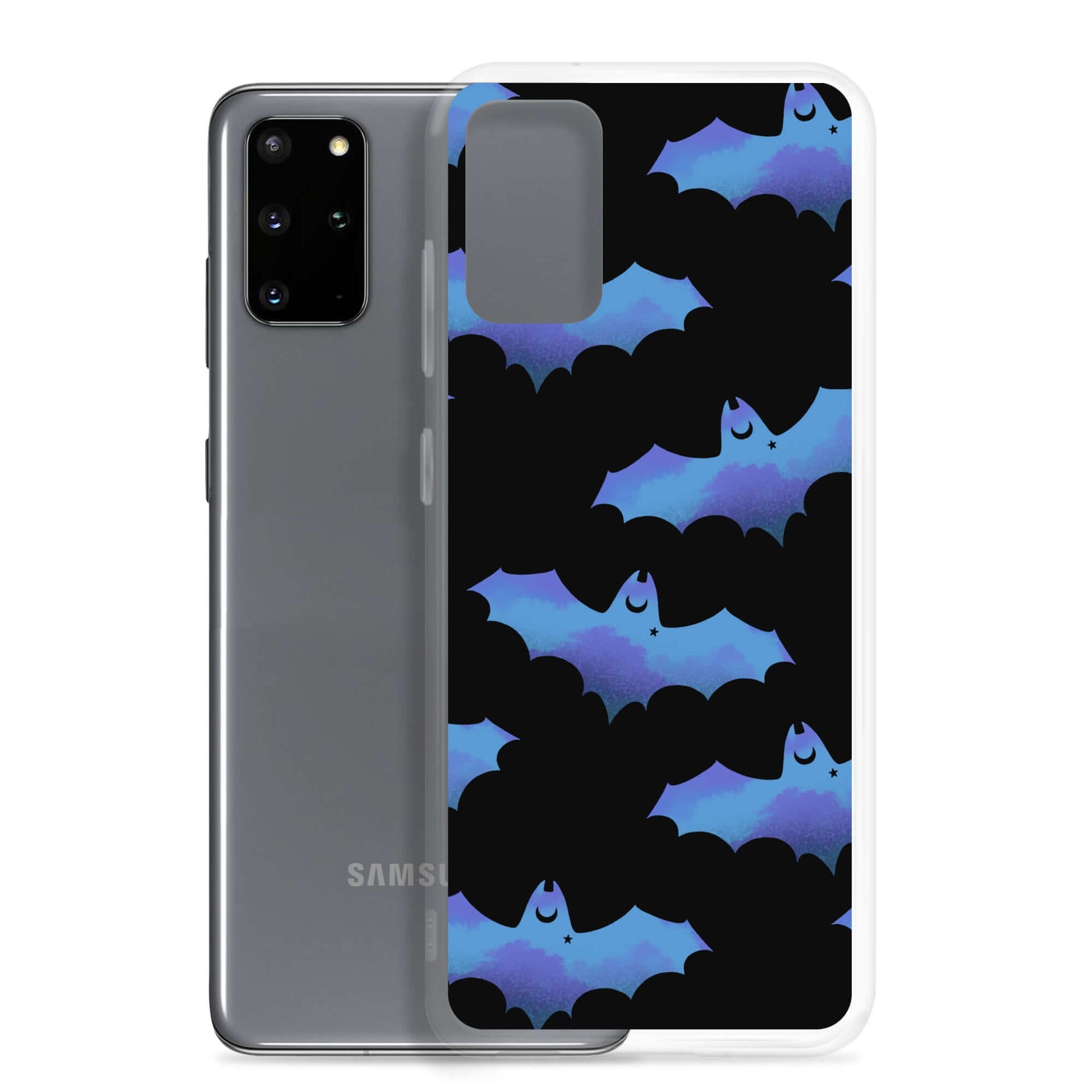 Stylish Lilith Samsung® Clear Case with vibrant bats design, protecting your phone from scratches and dirt.