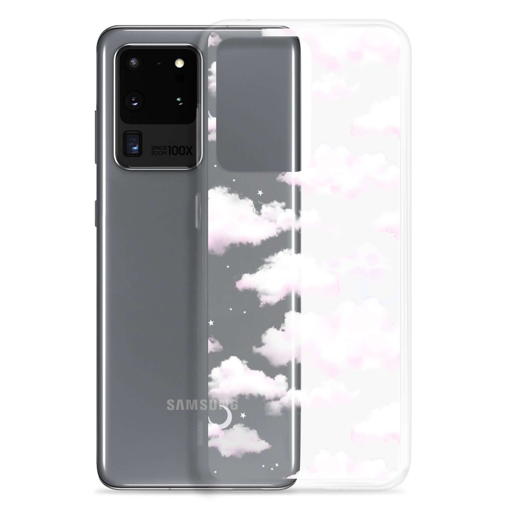 Stylish Cloudy Sky Samsung® Clear Case showcases dreamy cloud design, perfect for protecting your phone in style.