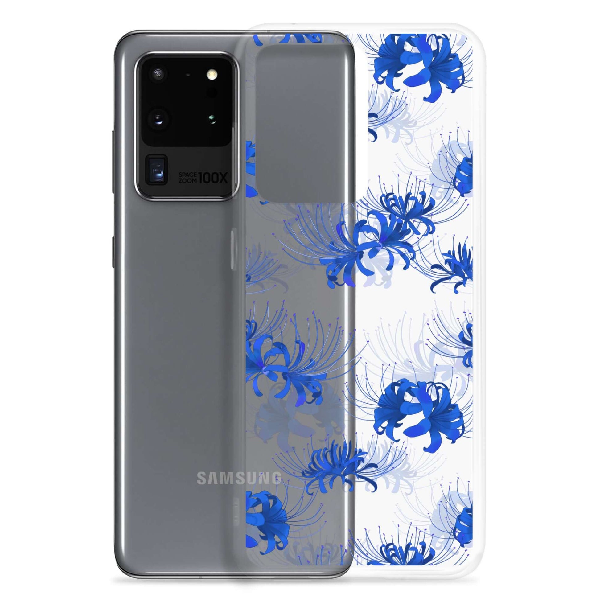 Stylish Higanbana Samsung® Clear Case featuring a vibrant floral design, protecting your device with flair.