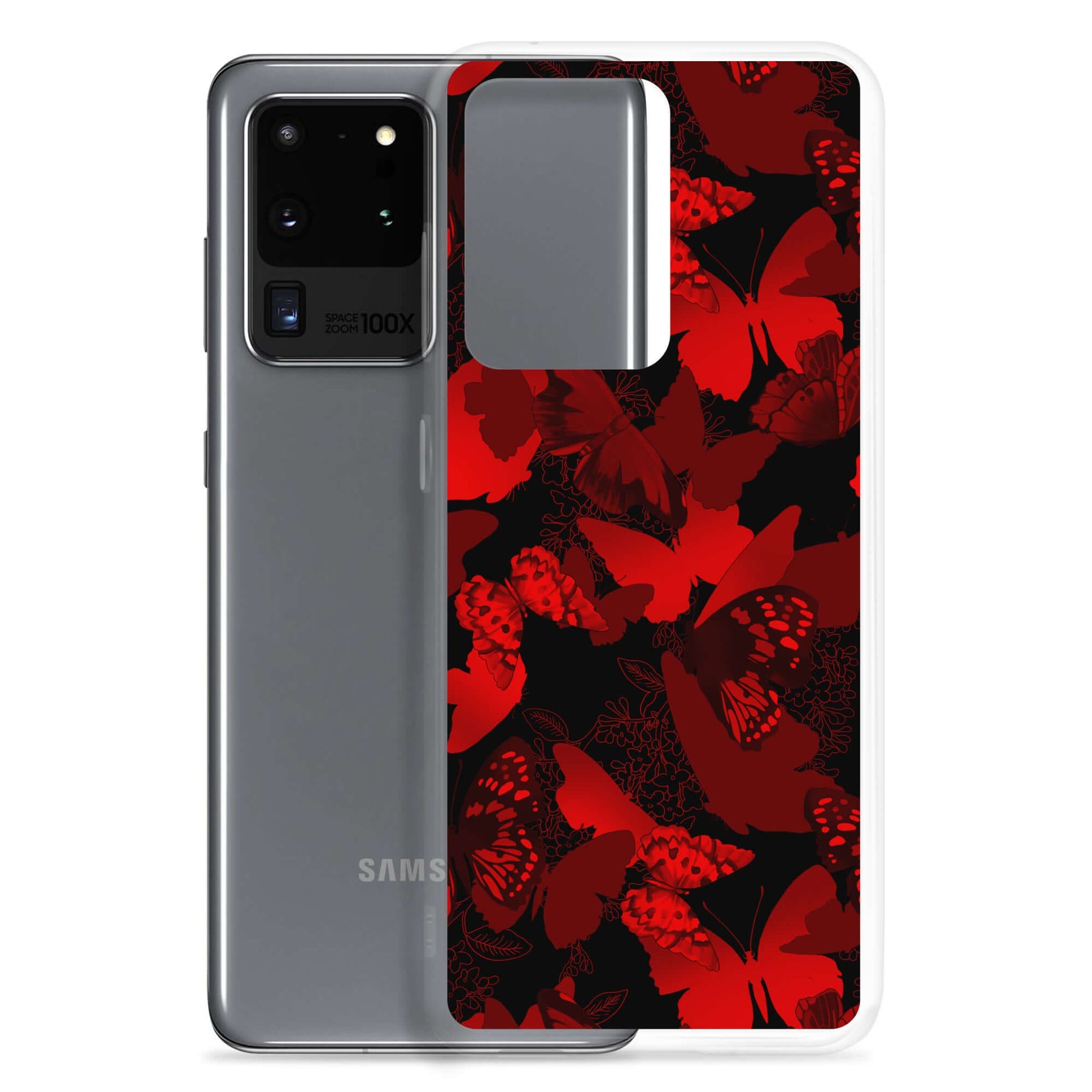 Colorful Butterfly Samsung® Clear Case showcasing vibrant butterfly prints, perfect for protecting your phone stylishly.