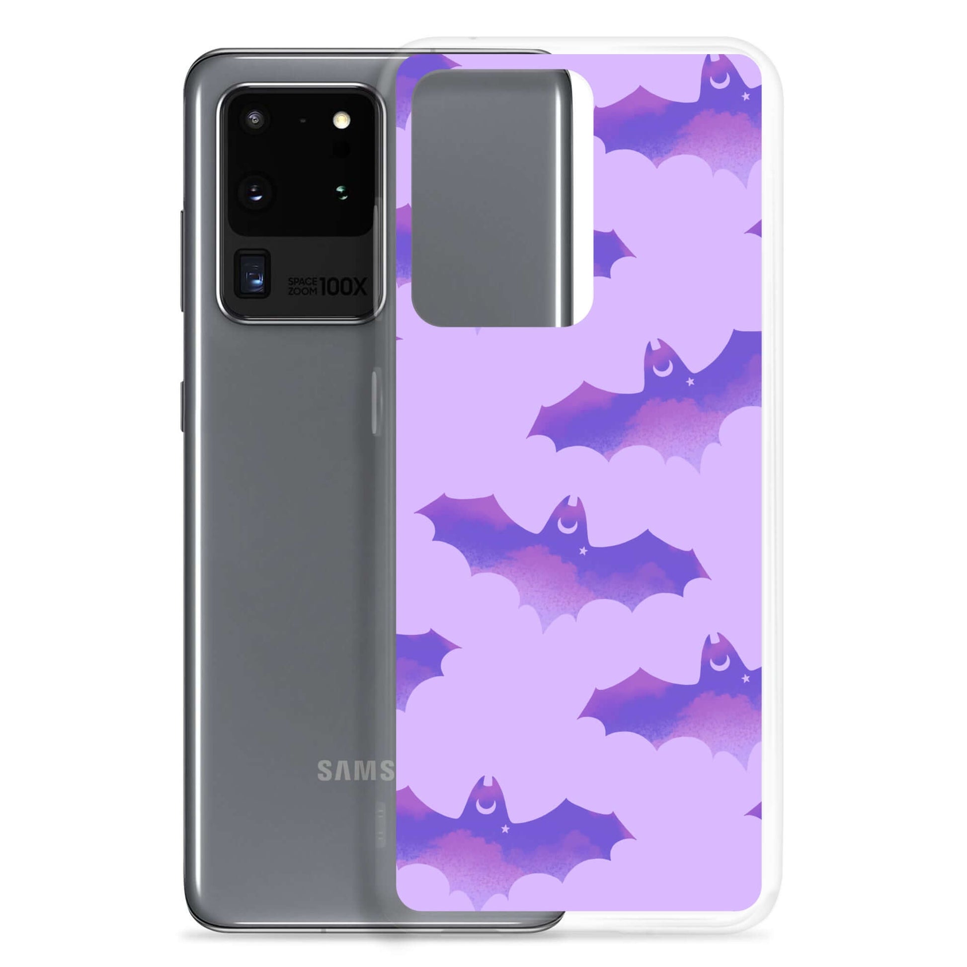 Stylish Morrigan Samsung® Clear Case featuring playful bats, perfect protection for your Galaxy S20 Ultra.