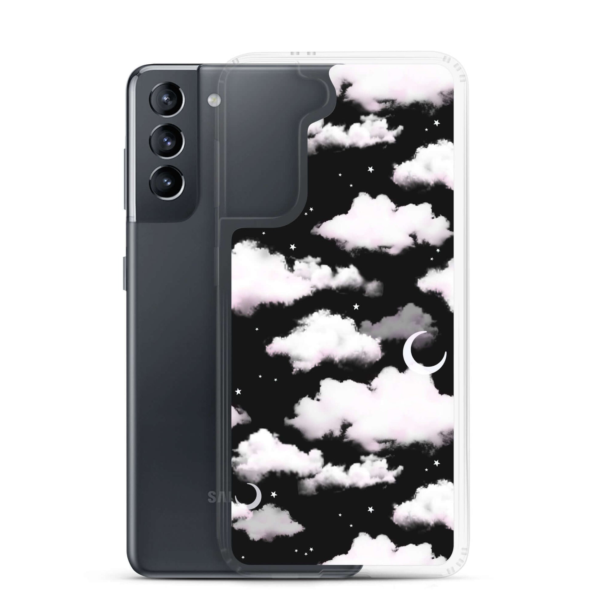 Cloudy Sky Samsung® Clear Case features dreamy clouds on a sleek design, protecting your phone in style.