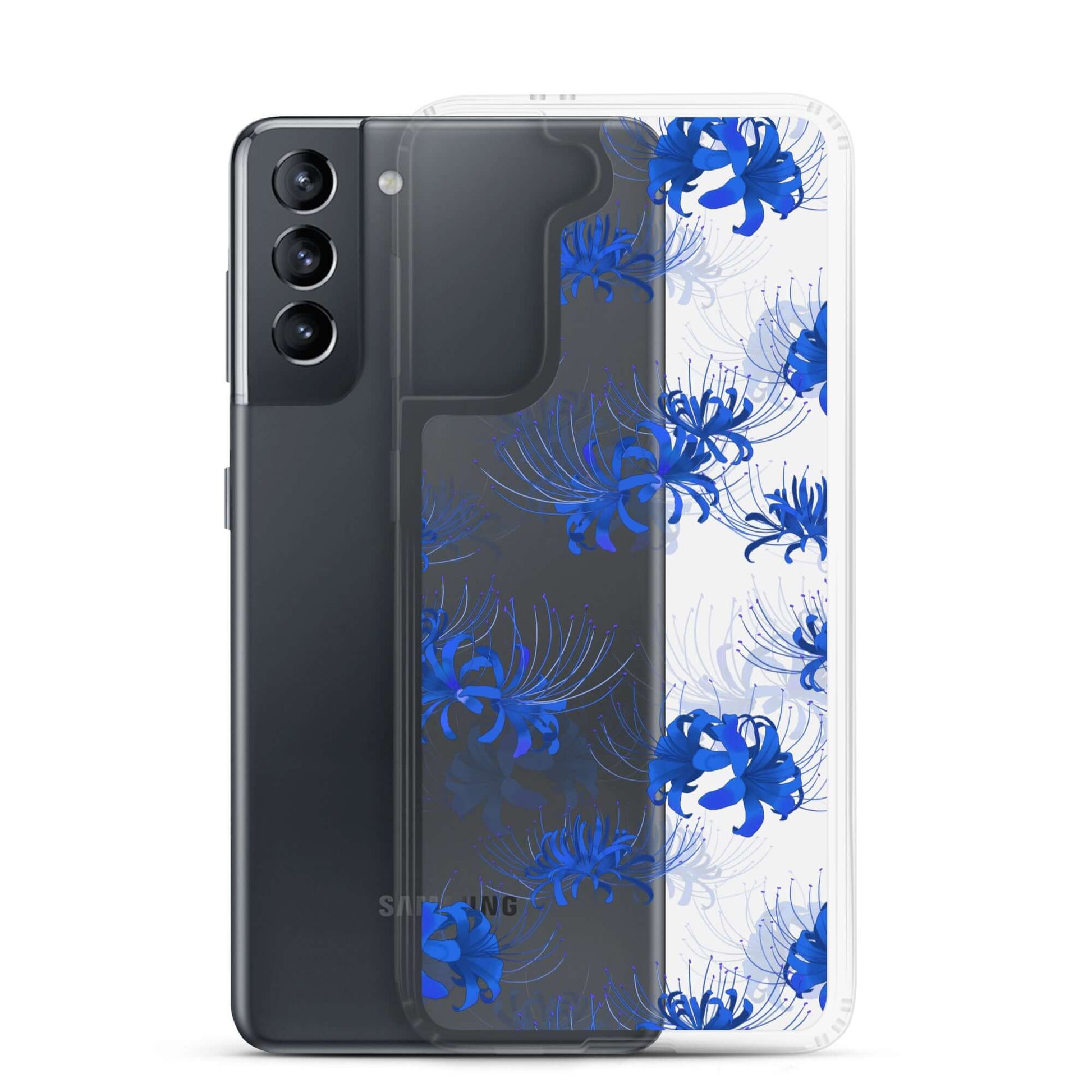 Stylish Higanbana Samsung® Clear Case featuring a floral design, perfect for protecting your Galaxy S21.