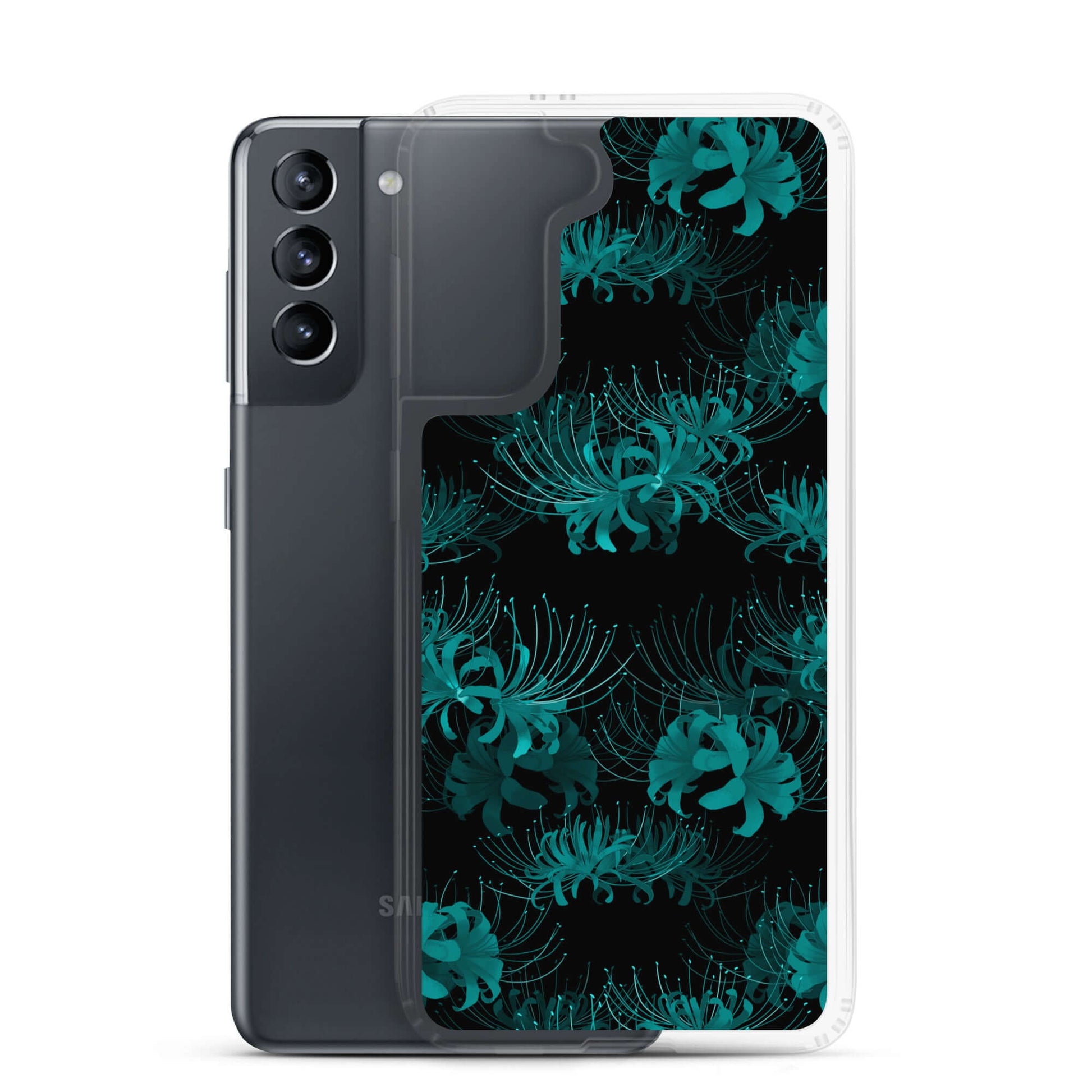 Stylish Higanbana Samsung® Clear Case showcases a vibrant floral design, offering sleek protection for your device.