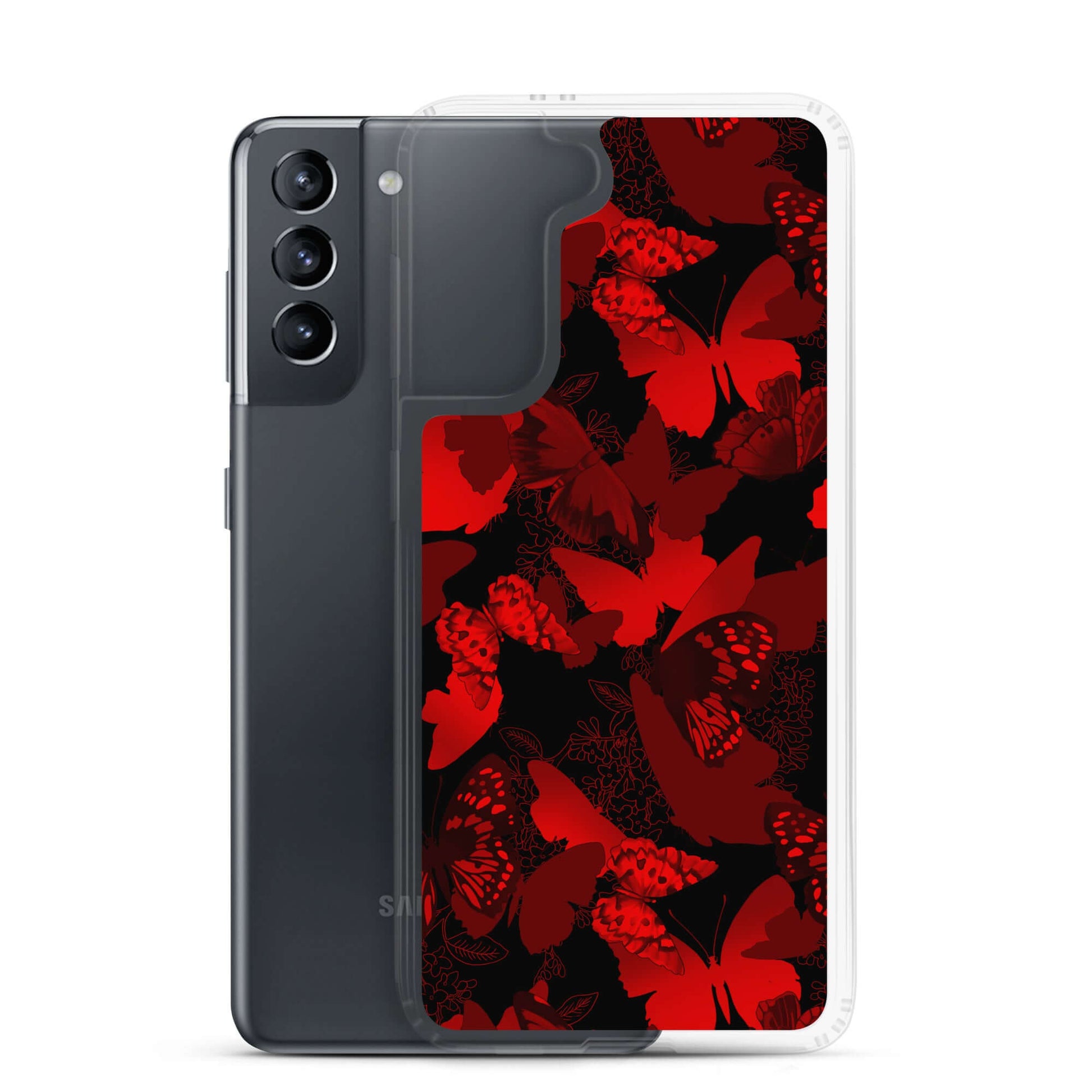 Vibrant Butterfly Samsung® Clear Case showcasing a colorful butterfly design to protect and accessorize your phone.