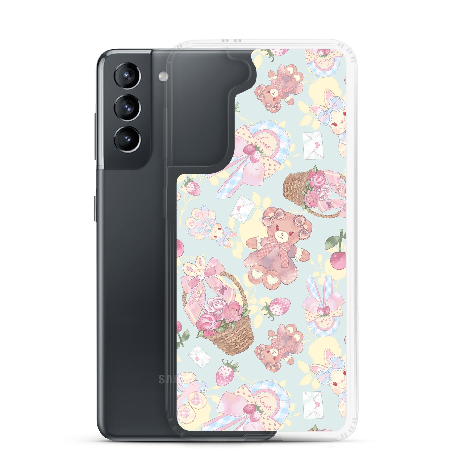 Sweet Teddy Samsung® Clear Case showcases vibrant designs, protecting your phone while adding a feminine touch.