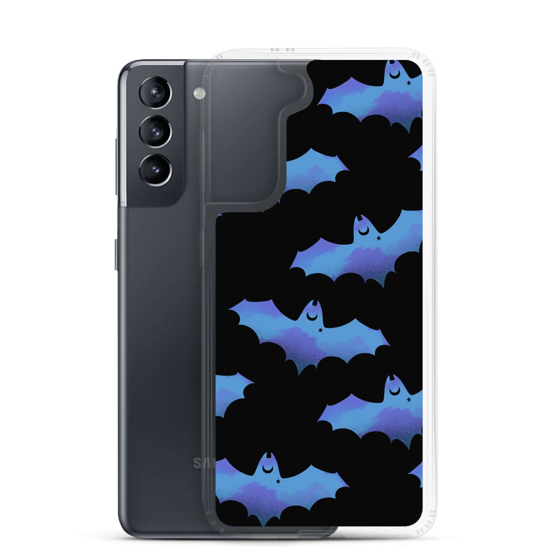Stylish Lilith Samsung® Clear Case featuring playful bat design, perfect for protection and charm on sunny days.