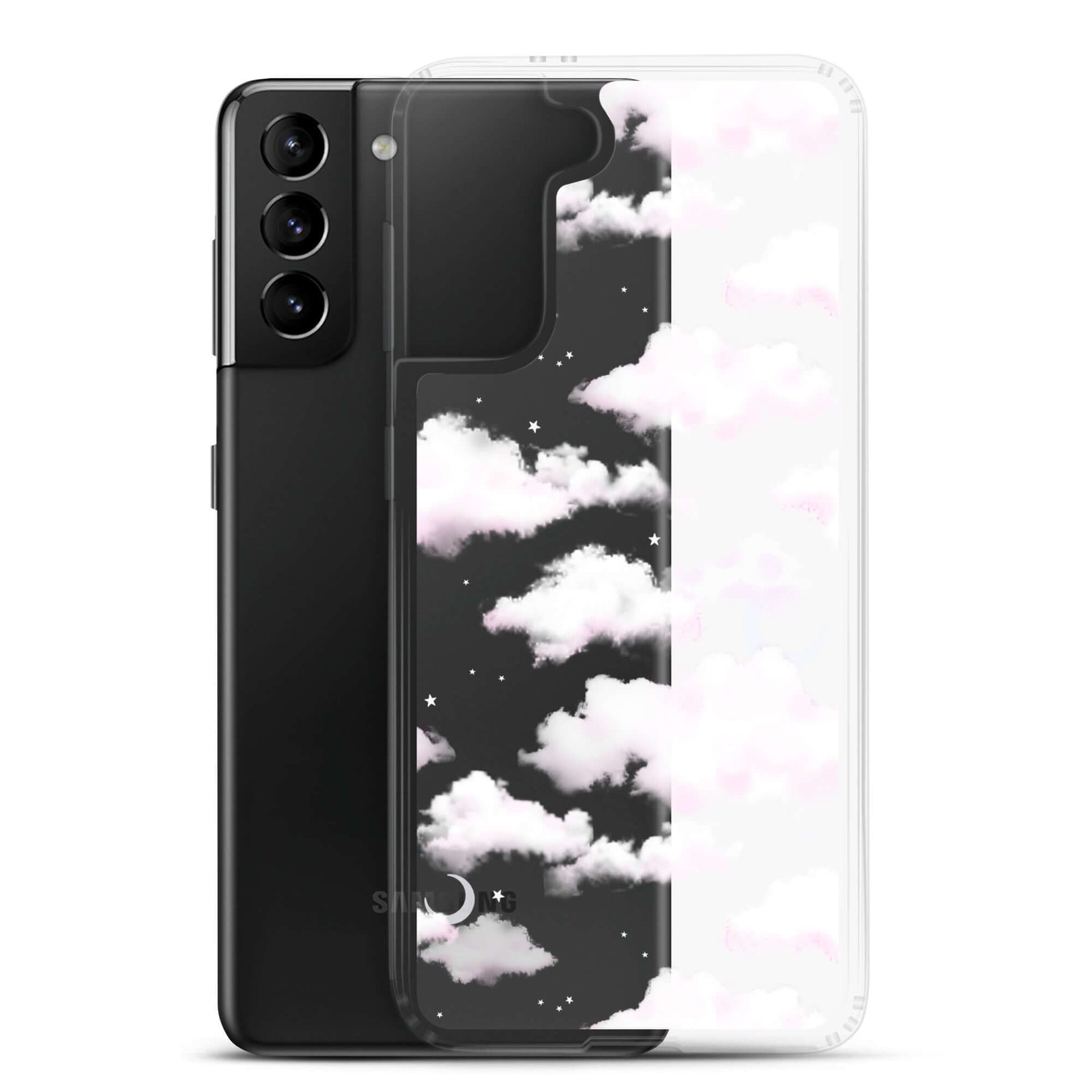 Sleek Cloudy Sky Samsung® Clear Case showcases dreamy clouds, protecting your phone while adding a touch of elegance.