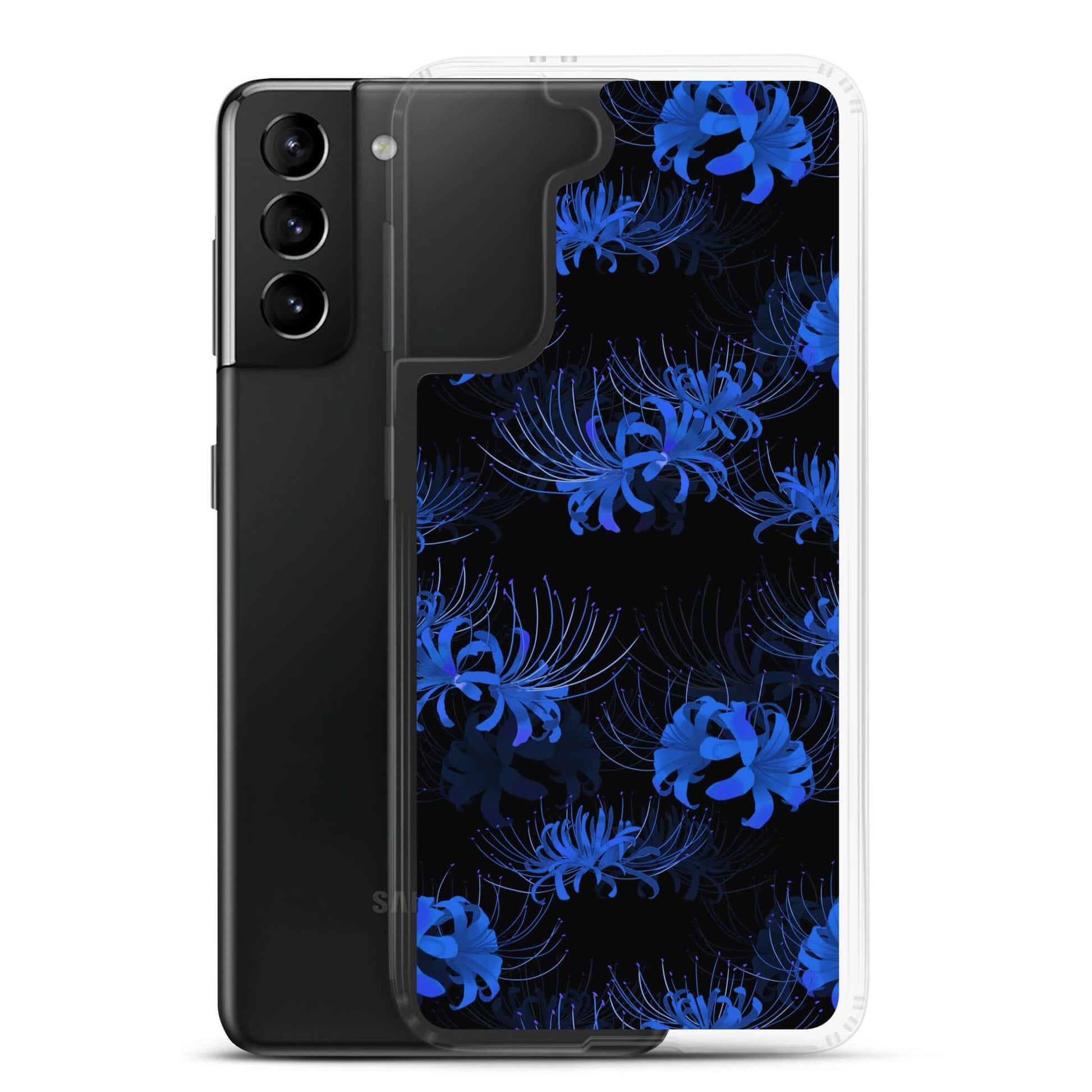 Sleek Higanbana Samsung® Clear Case showcases a floral design, protecting your device in style and flair.