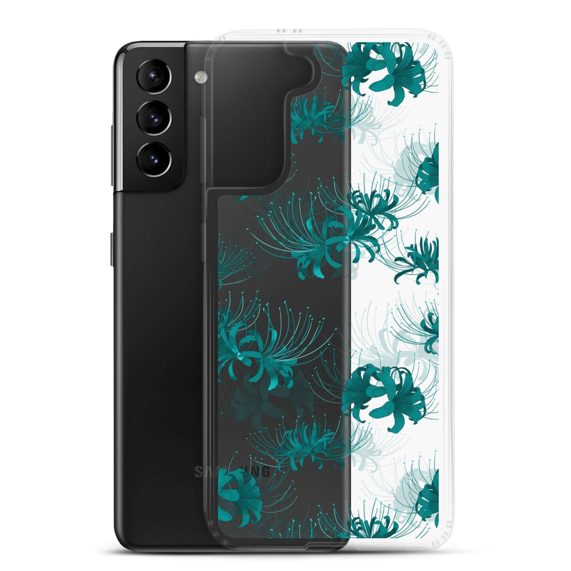 Stylish Higanbana Samsung® Clear Case features a floral design, offering sleek protection for your device.