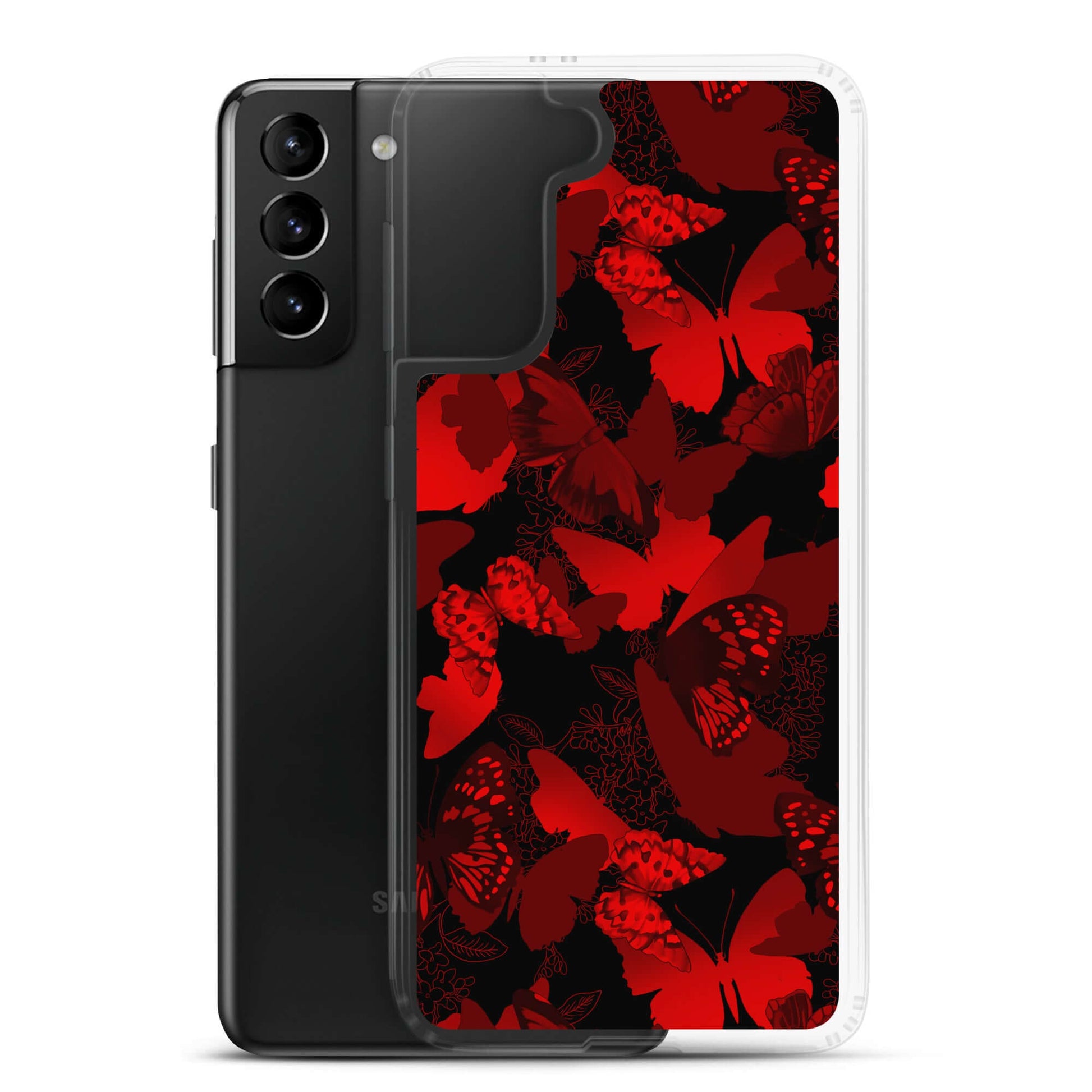 Protect your phone in style with the Butterfly Samsung® Clear Case featuring vibrant butterfly designs.