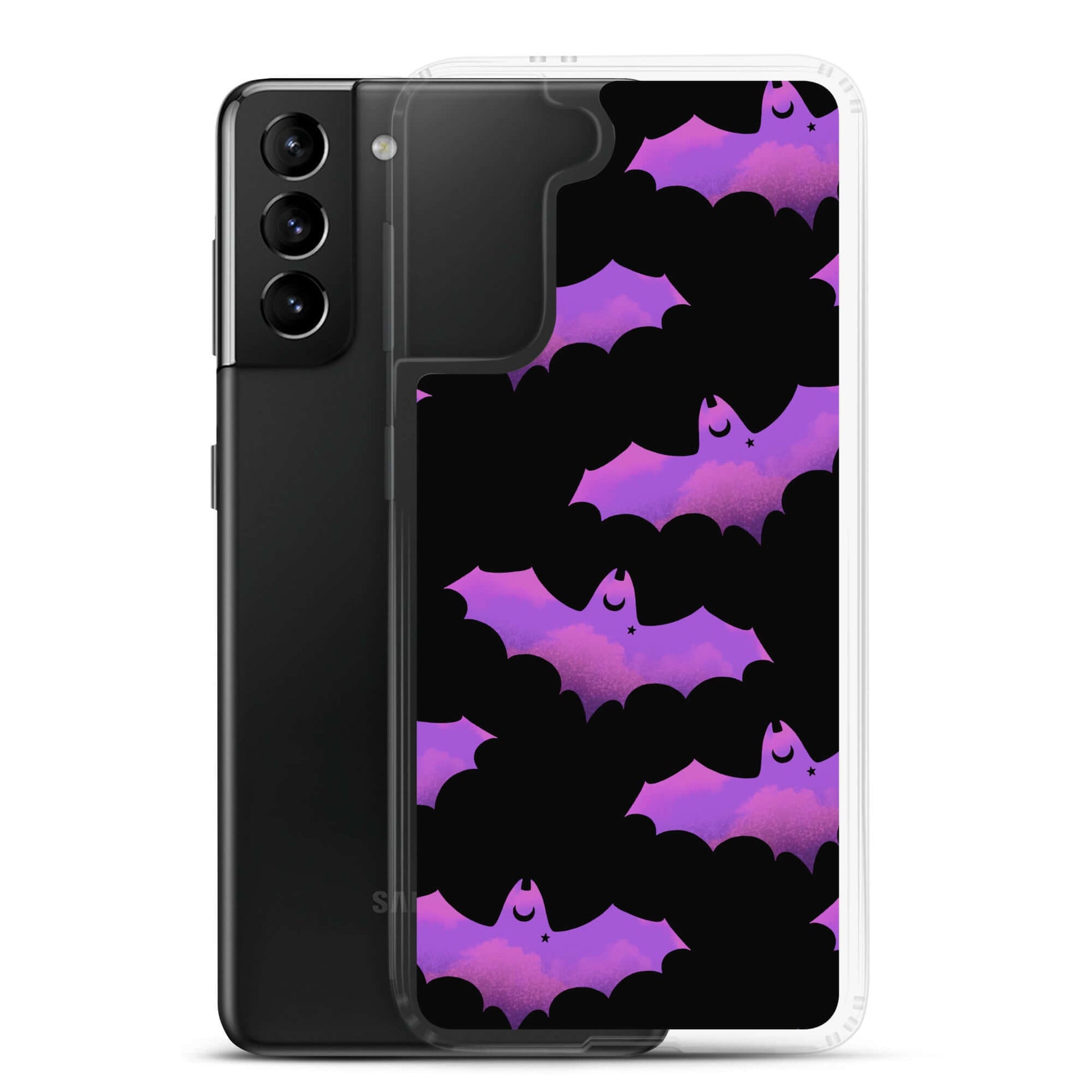 Stylish Aensland Samsung® Clear Case featuring cute bats, offering protection from scratches and dust for your phone.