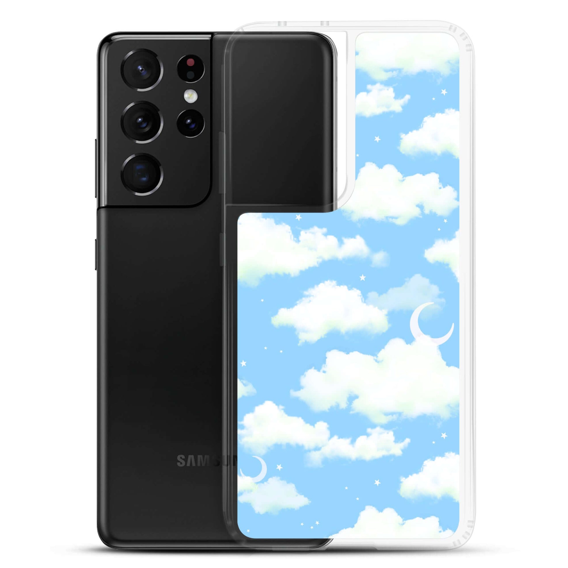 Cloudy Sky Samsung® Clear Case showcases dreamy clouds on a sleek design, perfect for stylish phone protection.