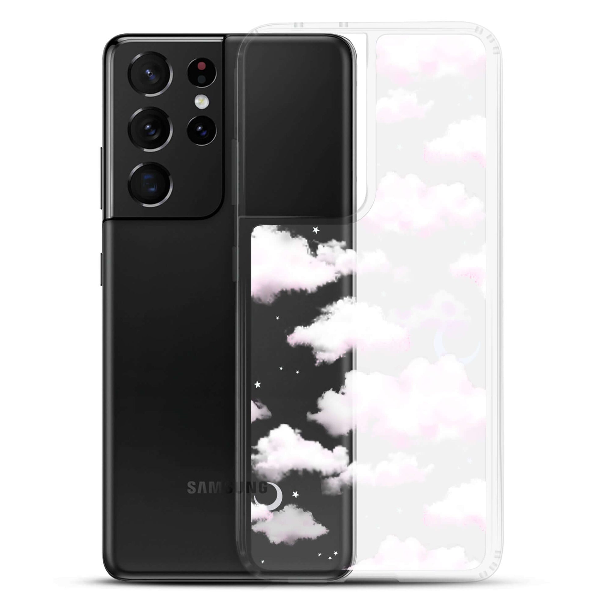 Stylish Cloudy Sky Samsung® Clear Case featuring dreamy clouds, protecting your phone from scratches and dust.
