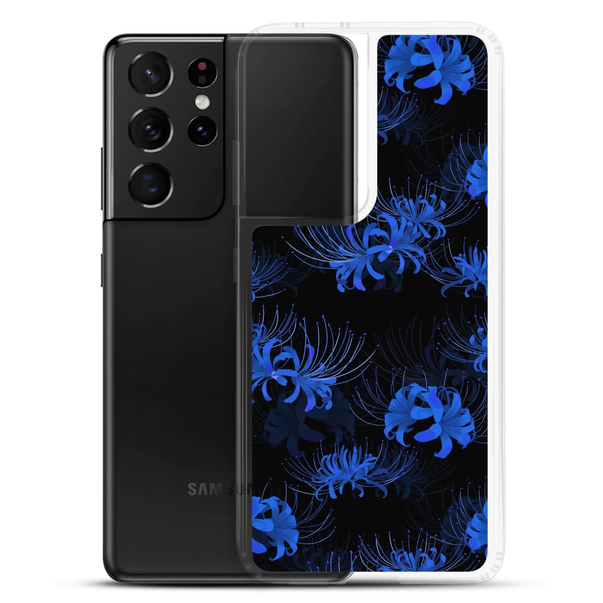 Stylish Higanbana Samsung® Clear Case featuring a striking floral design to protect your Galaxy S21 Ultra.
