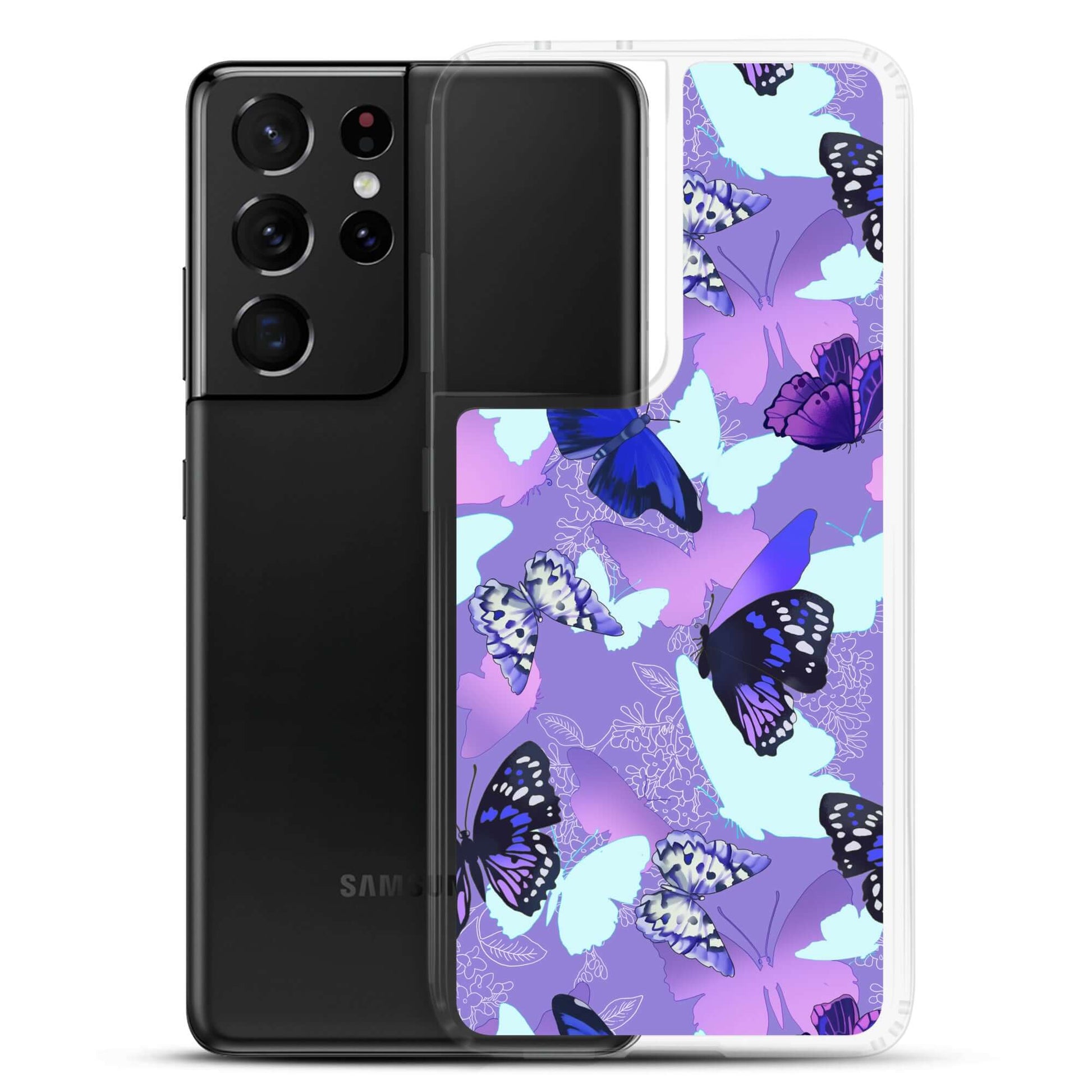 Butterfly Samsung® Clear Case features vibrant butterfly designs, keeping your phone stylish and protected.