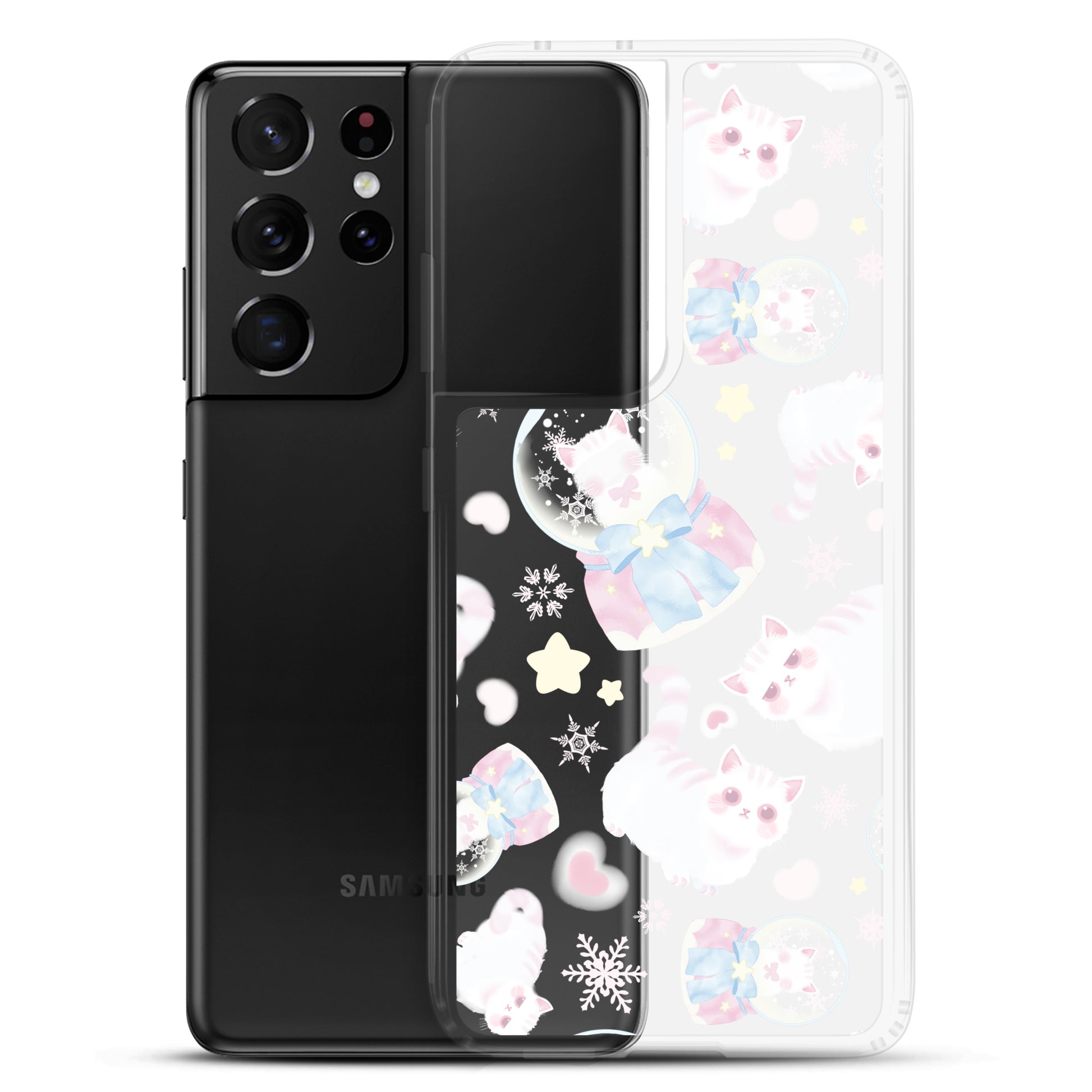 Protect your phone in style with the Snow Kitten Samsung® Clear Case featuring adorable kitten designs.