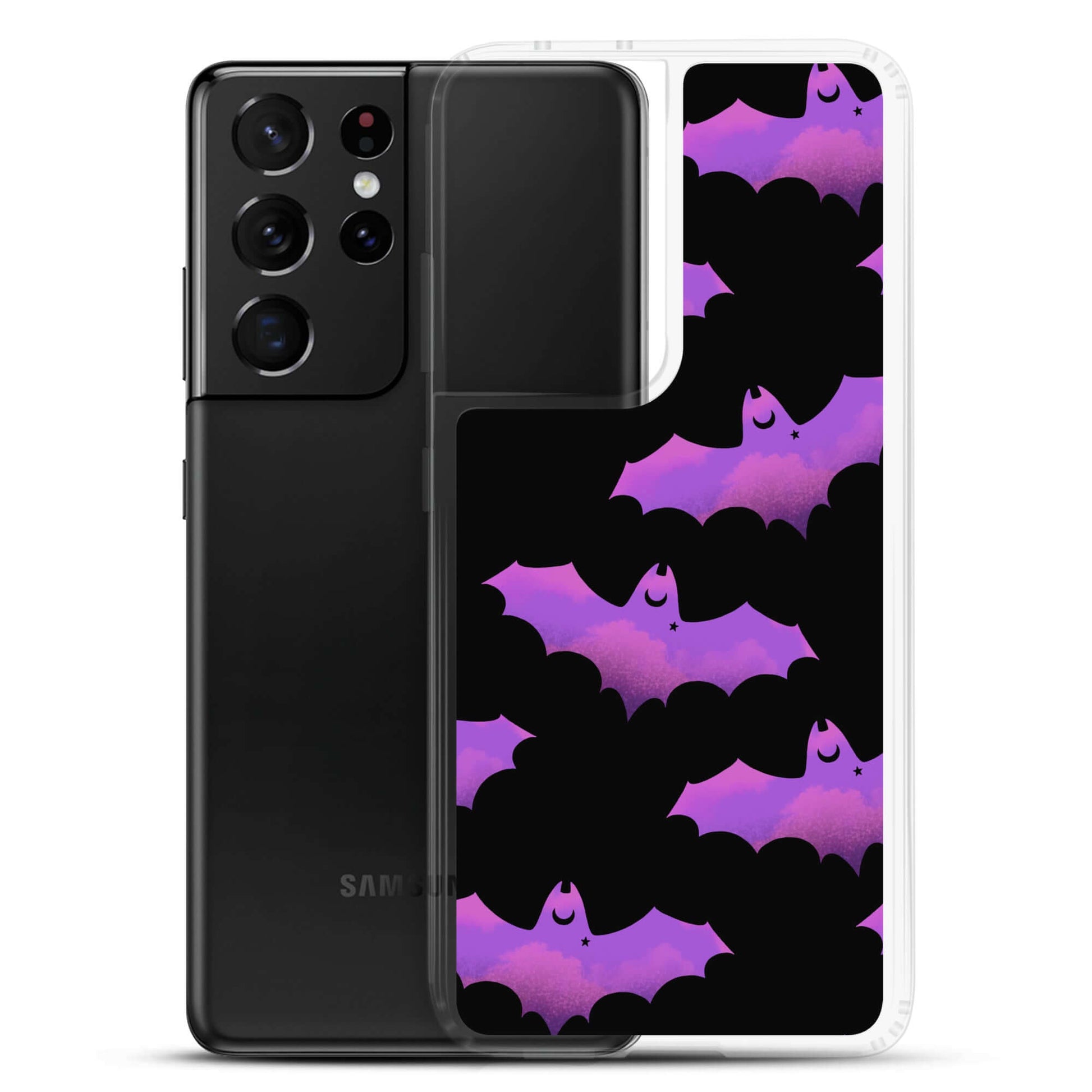 Sleek Aensland Samsung® Clear Case featuring adorable bats, protecting your Galaxy S21 Ultra from scratches and dirt.