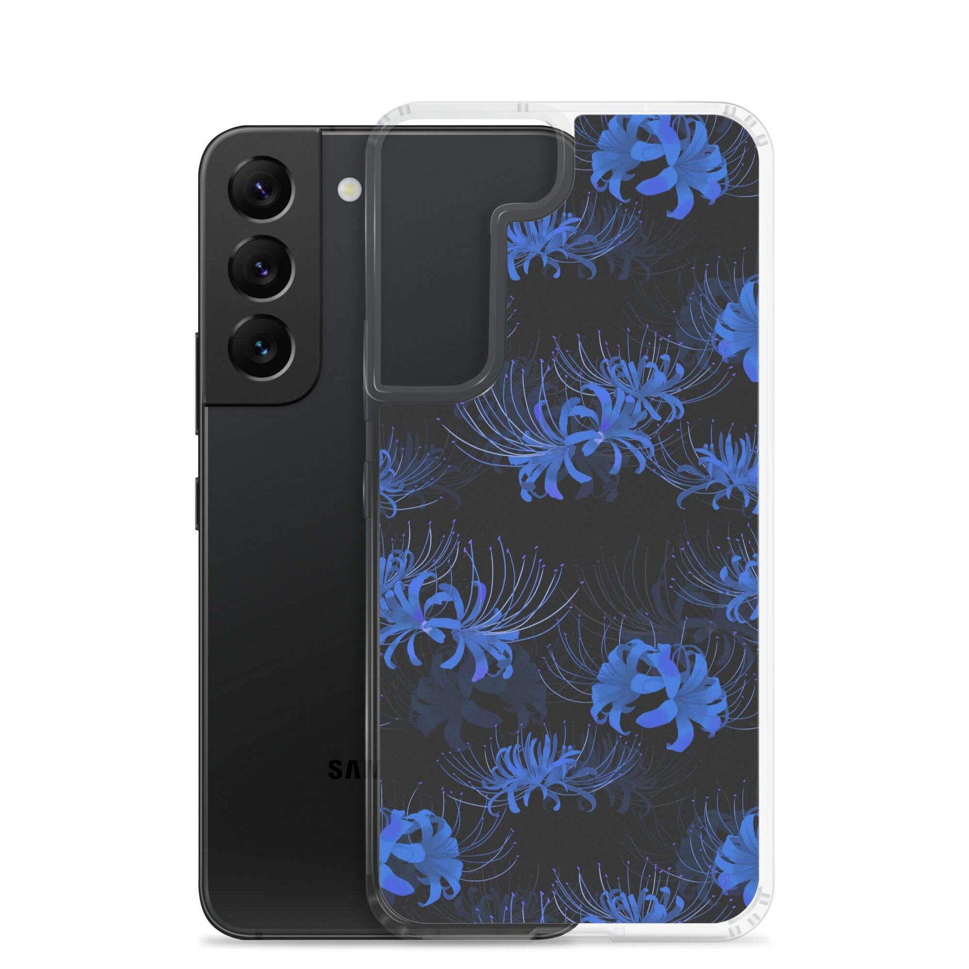 Stylish Higanbana Samsung® Clear Case showcases vibrant floral design, offering sleek protection for your device.