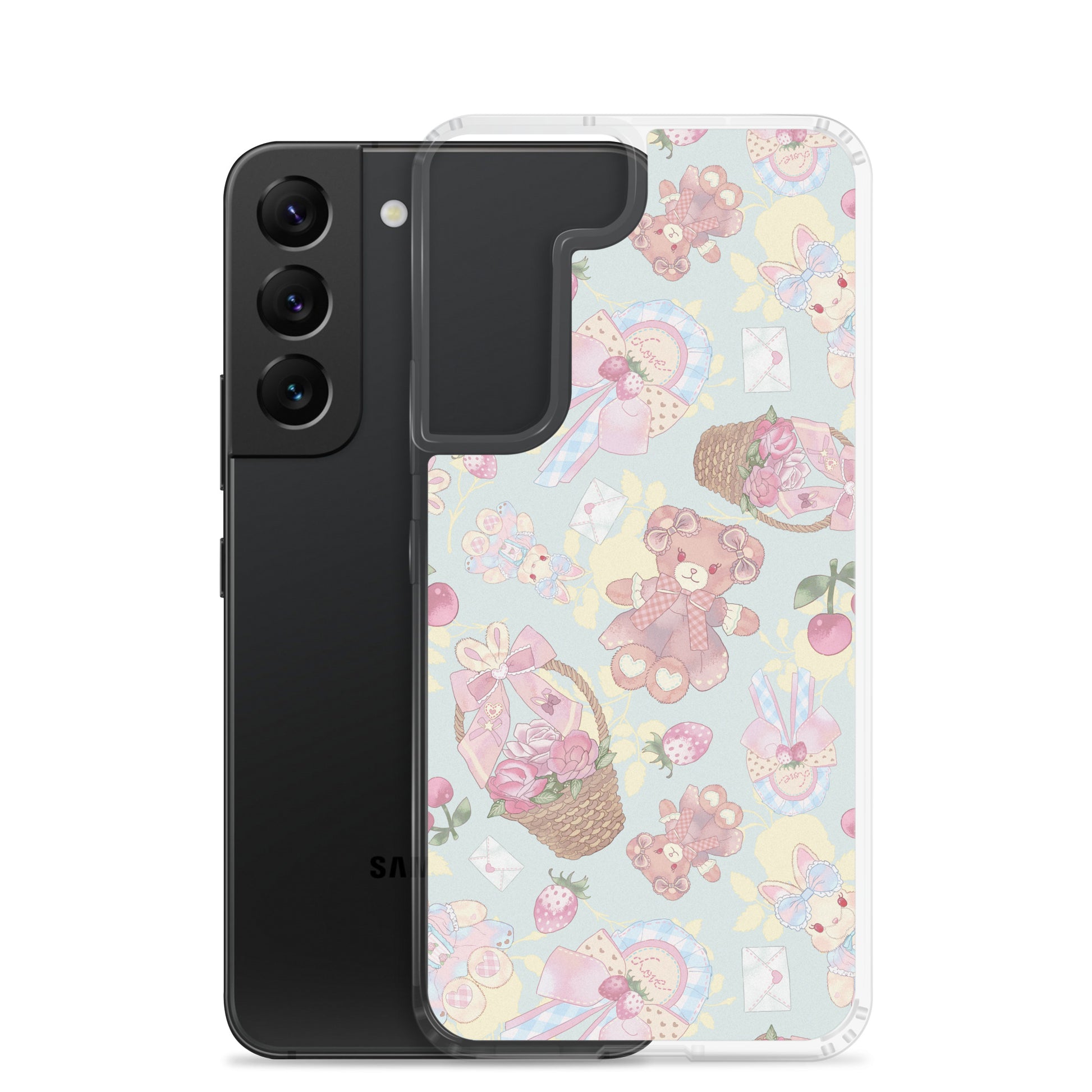 Stylish Sweet Teddy Samsung® Clear Case featuring playful designs, protecting your phone with a feminine touch.