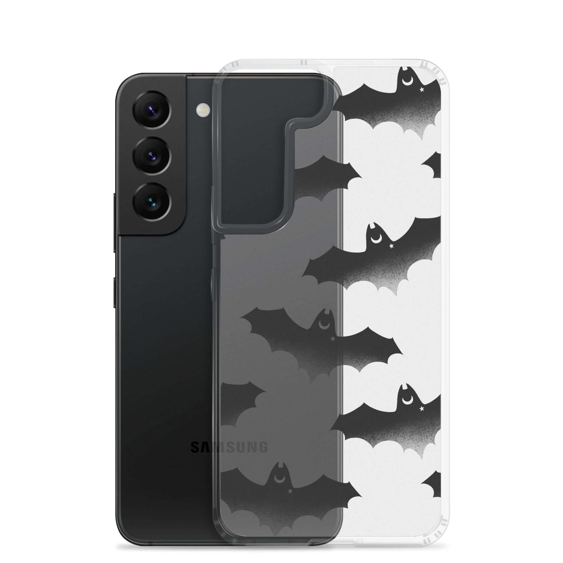 Sleek Lilith Samsung® Clear Case featuring playful bat designs, perfect for protecting your phone stylishly.