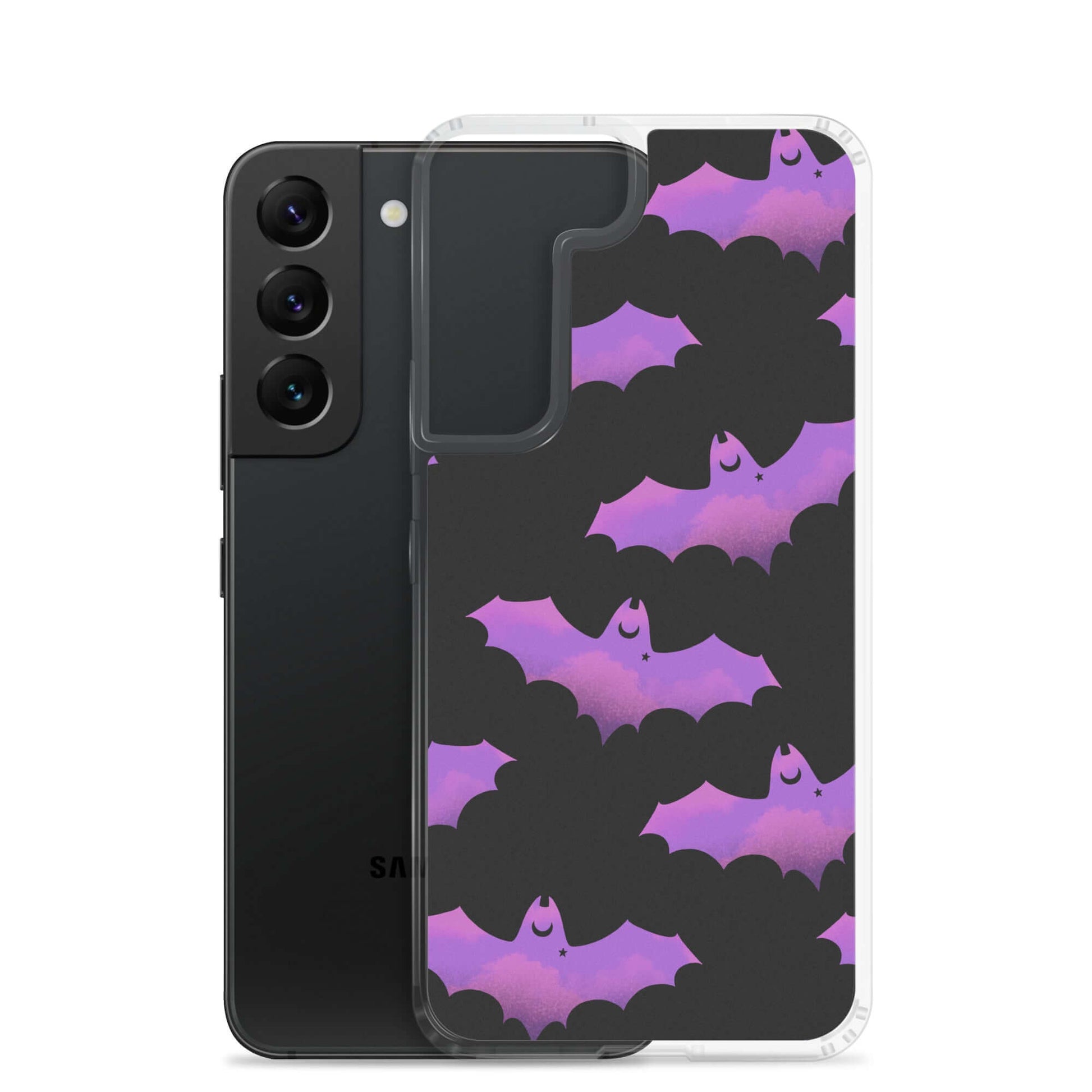 Aensland Samsung® Clear Case featuring playful bats, protecting your phone from scratches and dirt with style.