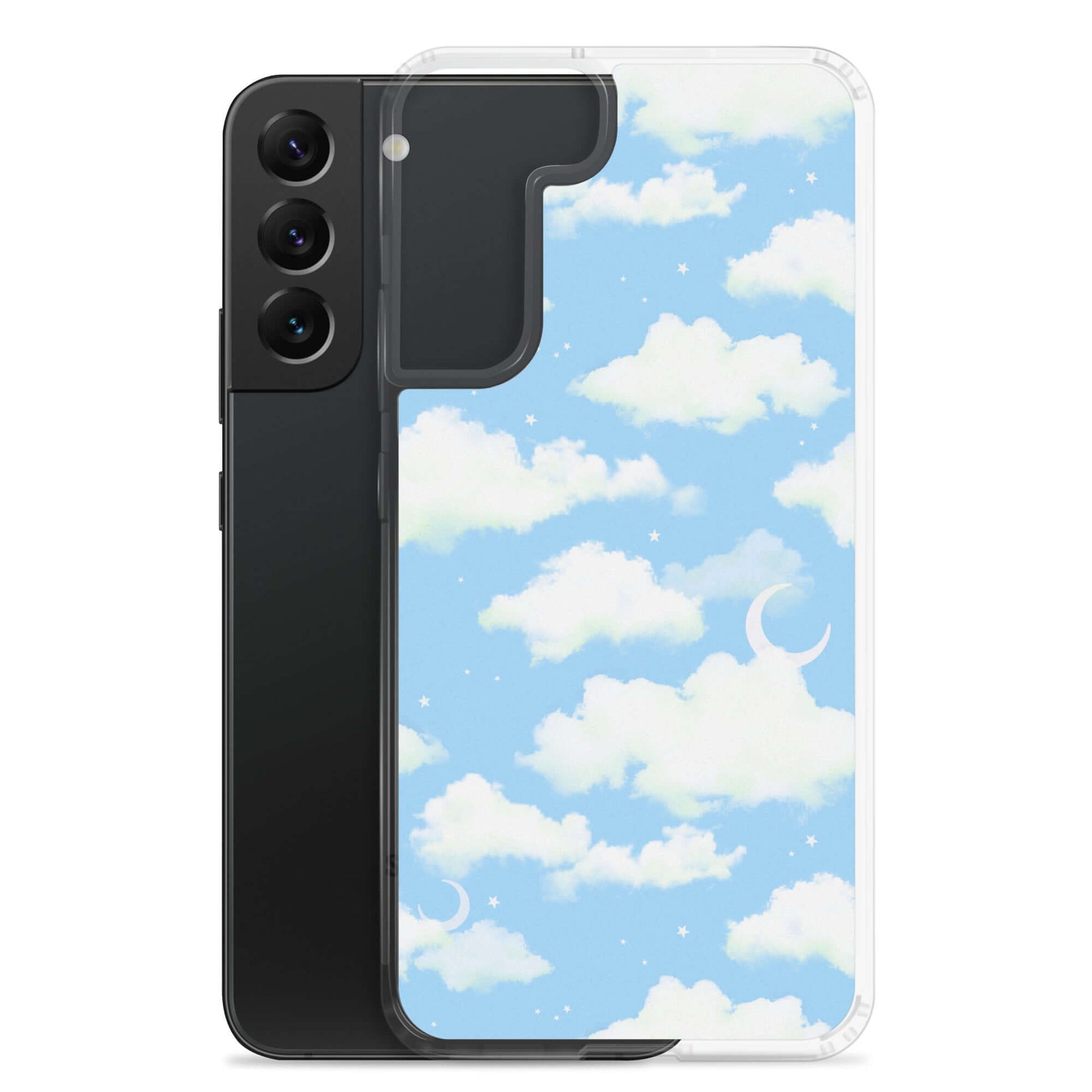 Showcase your style with the Cloudy Sky Samsung® Clear Case, featuring a dreamy blue cloud design for Galaxy S22+.