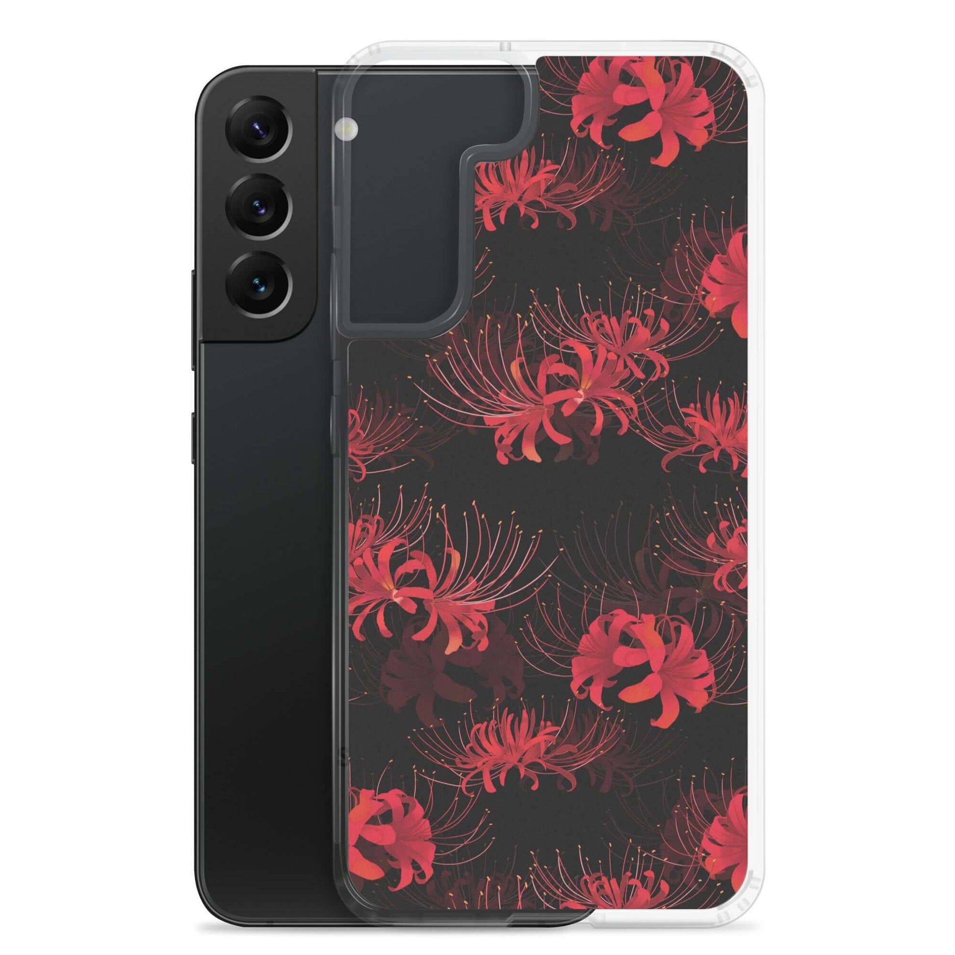 Higanbana Samsung® Clear Case with floral design, protecting your phone stylishly and adding a mysterious flair.