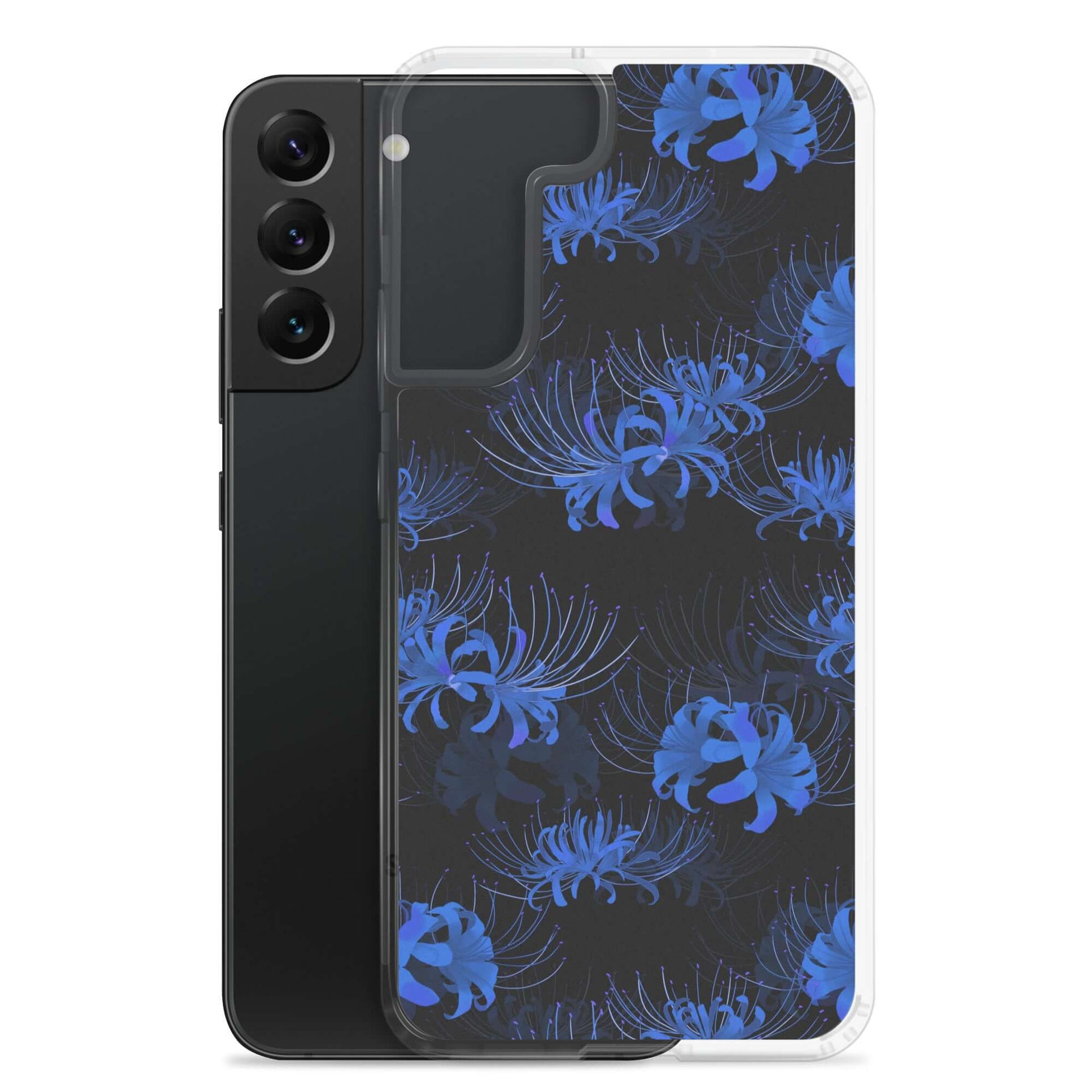 Higanbana Samsung® Clear Case showcases a vibrant floral design, blending style and protection for your device.