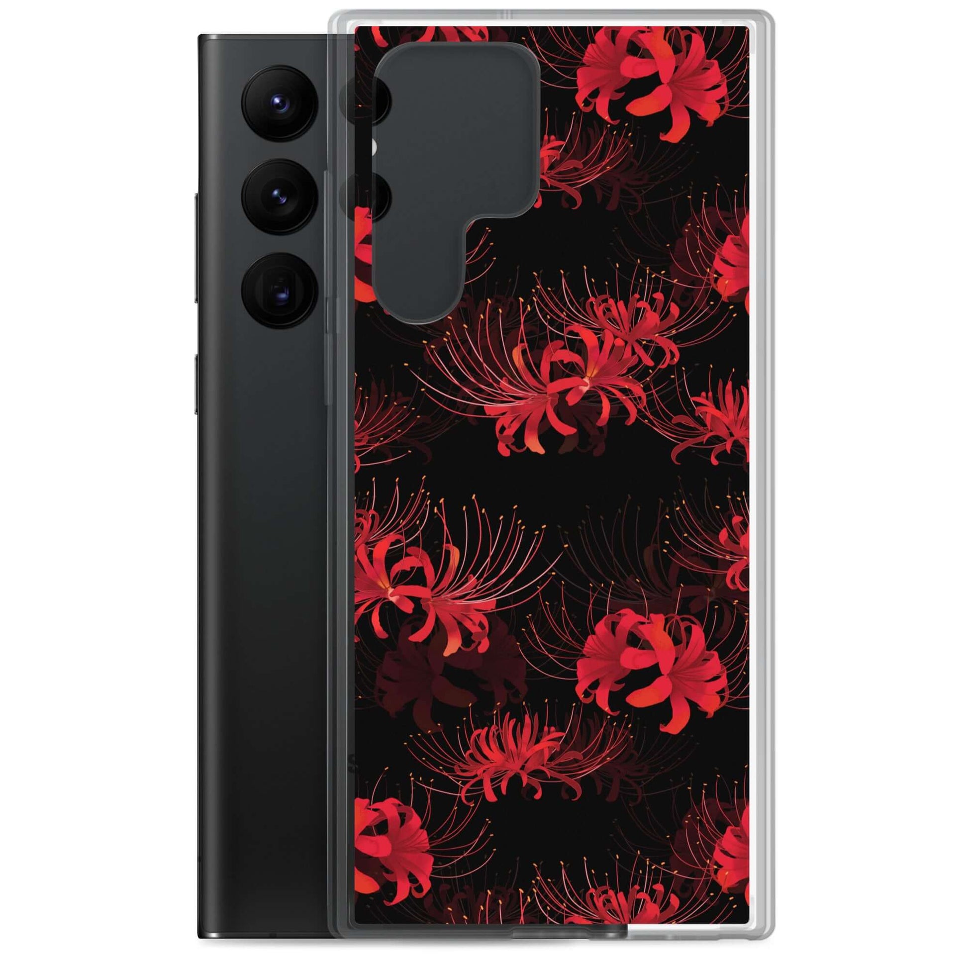 Stylish Higanbana Samsung® Clear Case featuring a vibrant floral design, perfect for device protection and flair.