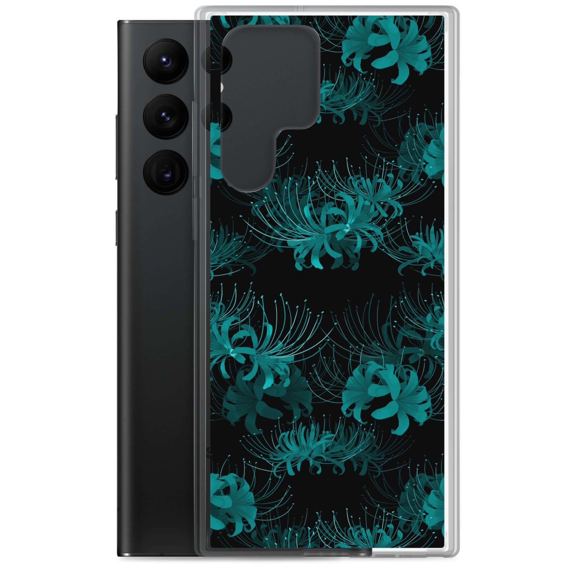 Sleek Higanbana Samsung® Clear Case showcasing a stylish floral design, perfect for protecting your phone.