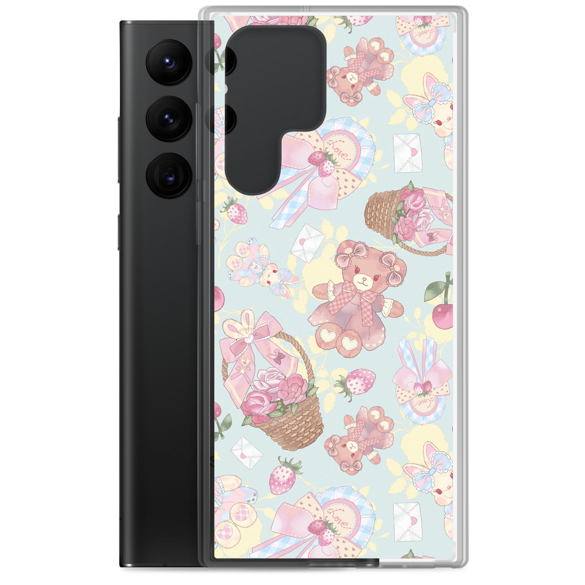 Stylish Sweet Teddy Samsung® Clear Case featuring vibrant designs, offers protection from scratches and dust.