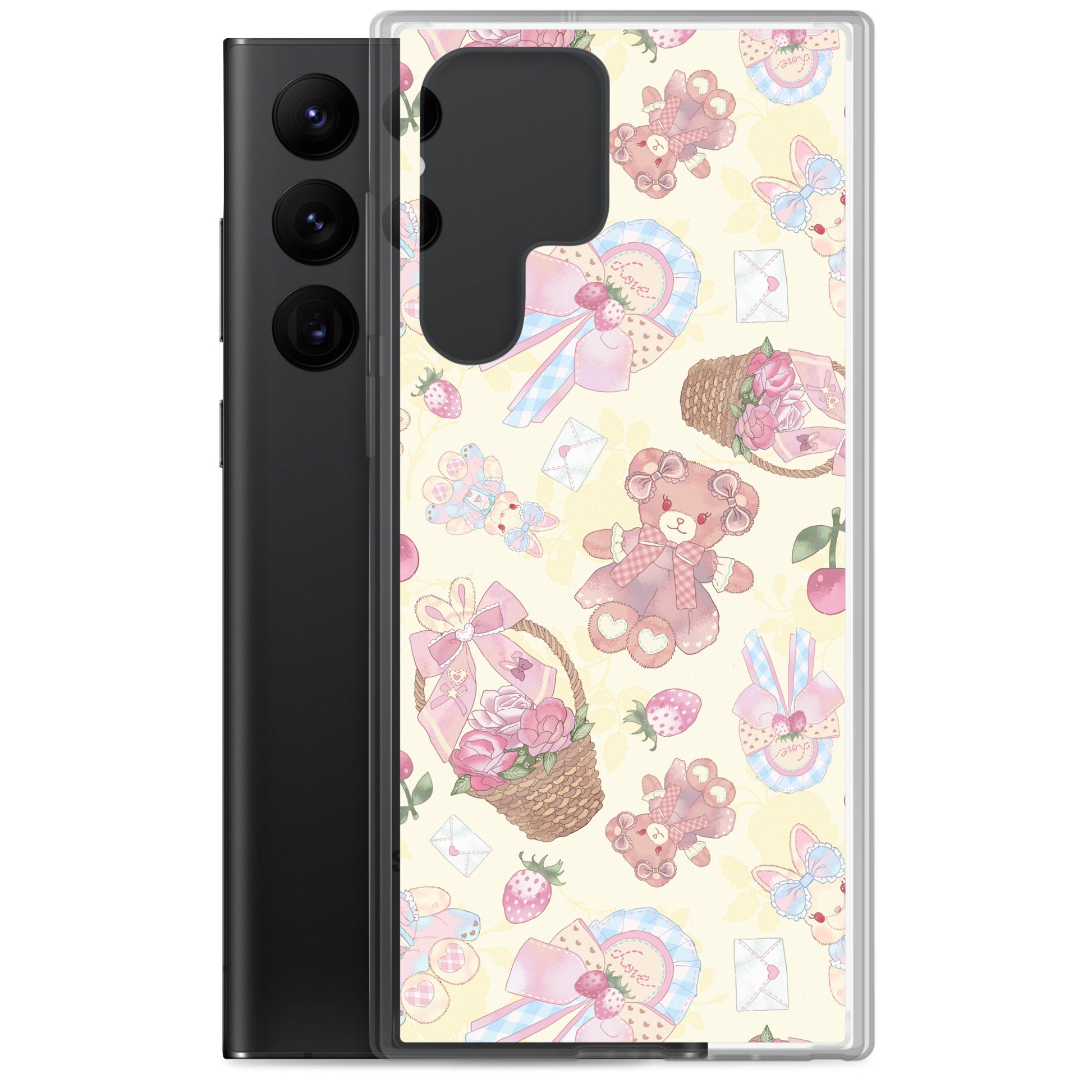 Colorful Sweet Teddy Samsung® Clear Case showcases a cute teddy bear design, protecting your phone stylishly.