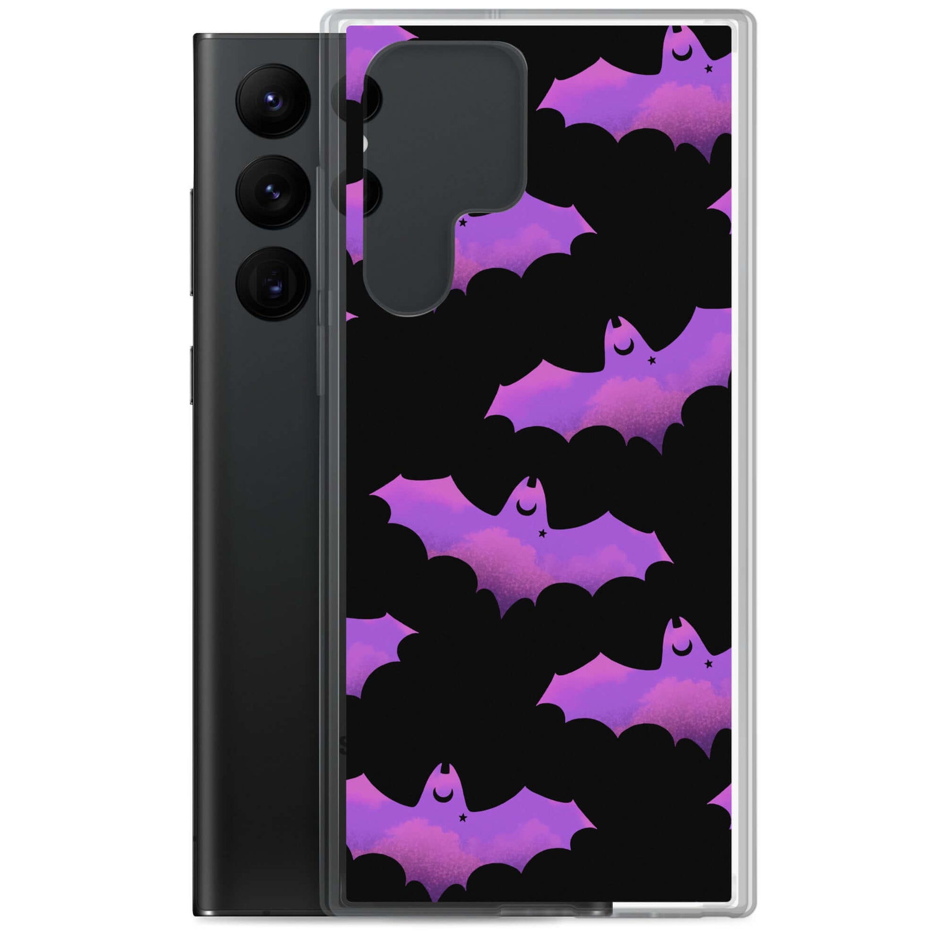Aensland Samsung® Clear Case featuring playful bat design, perfect for protection and style on sunny days.