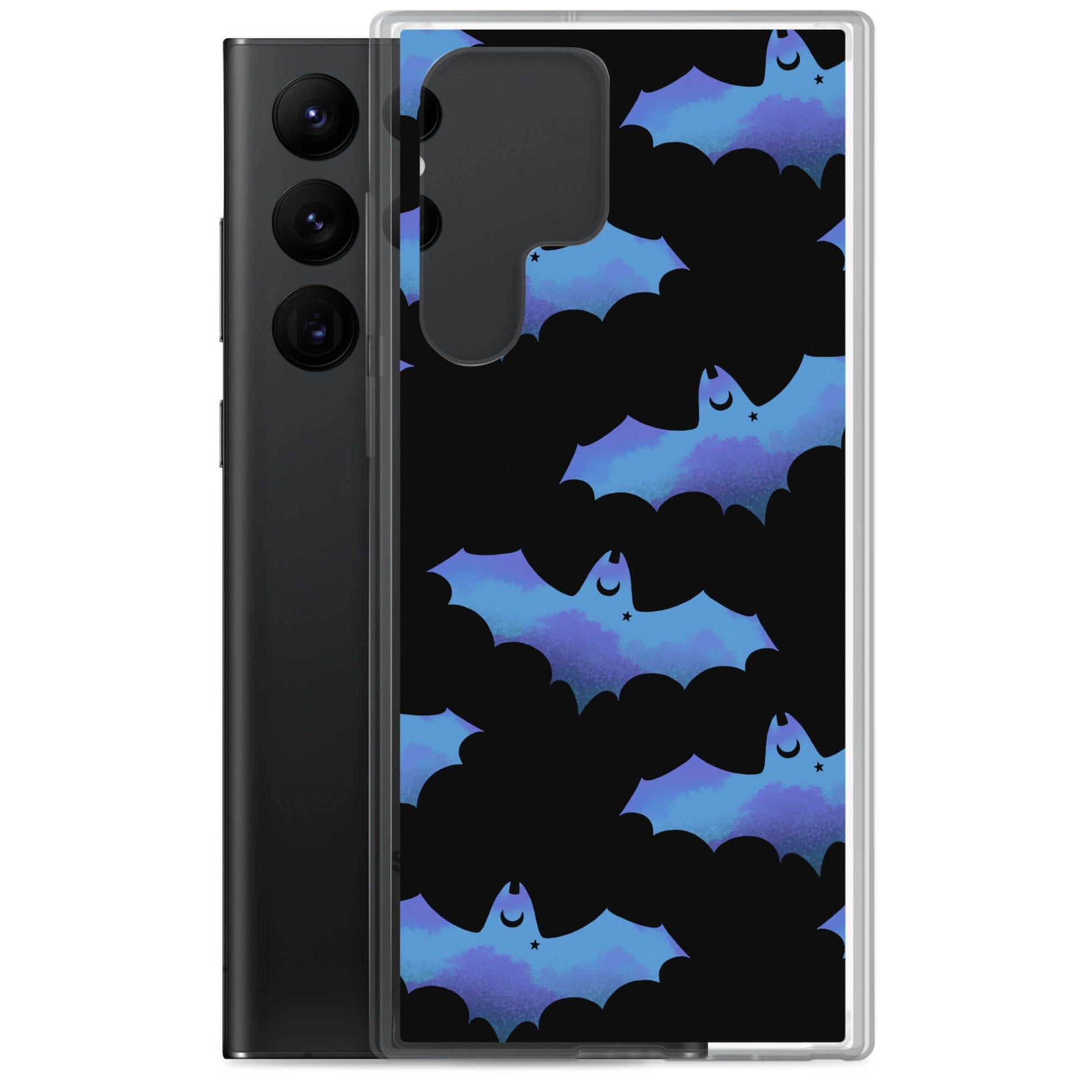 Stylish Lilith Samsung® Clear Case featuring playful bats, offering sleek protection for your Samsung phone.