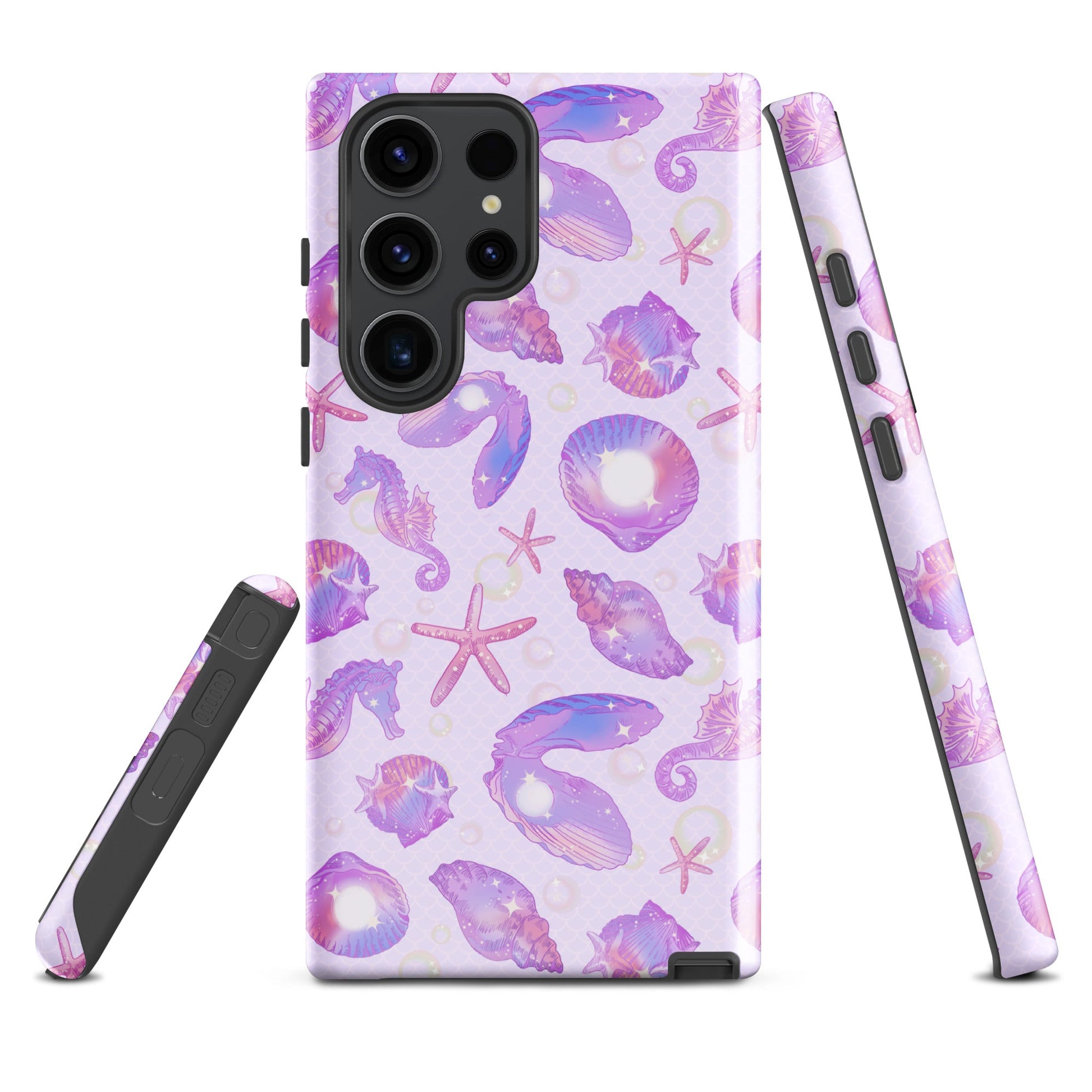 Stylish Sea Princess Samsung® Tough Case featuring vibrant seashell designs for ultimate phone protection and aesthetics.