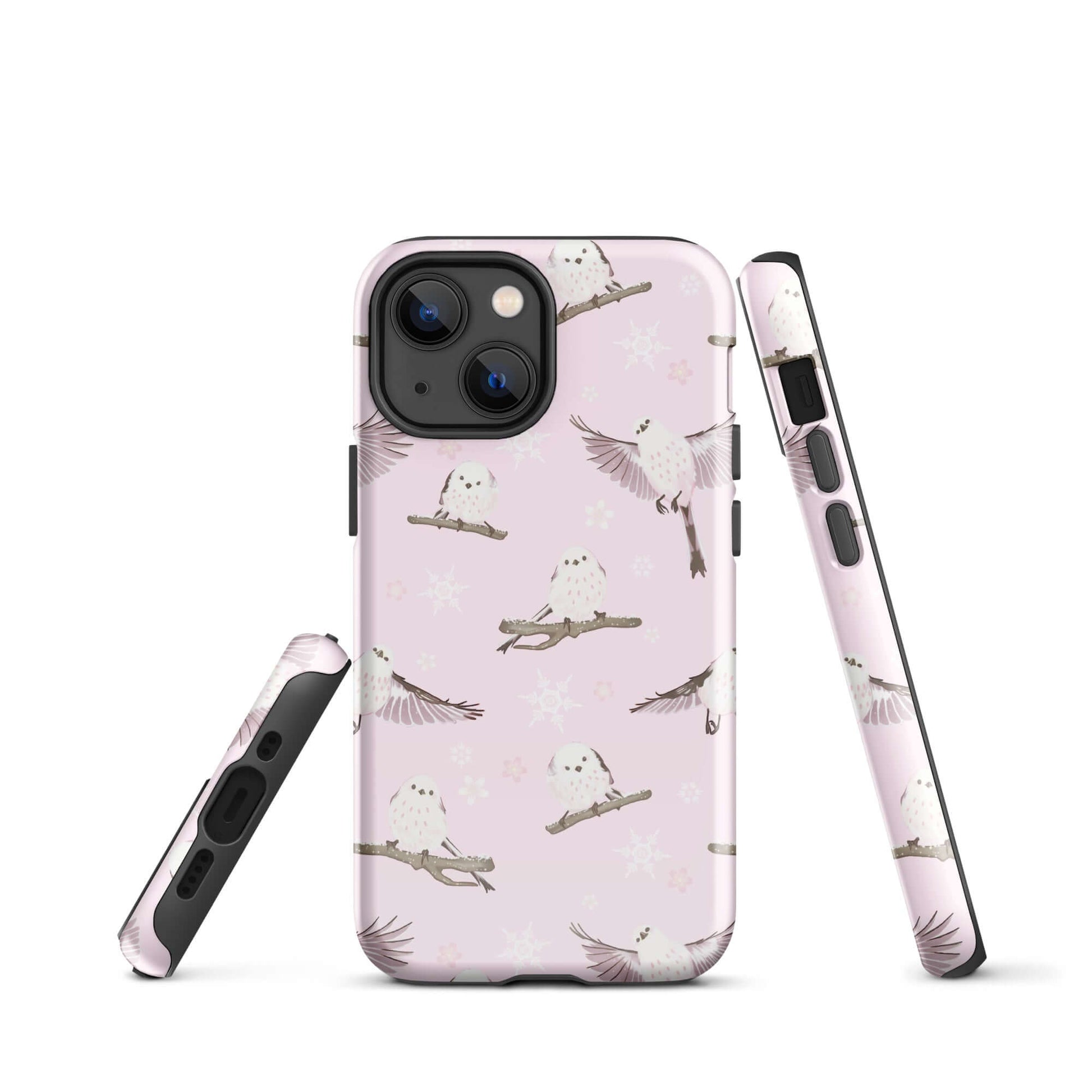 Durable Snow Bird iPhone® Tough Case with stylish bird design, offering impact protection for your phone year-round.