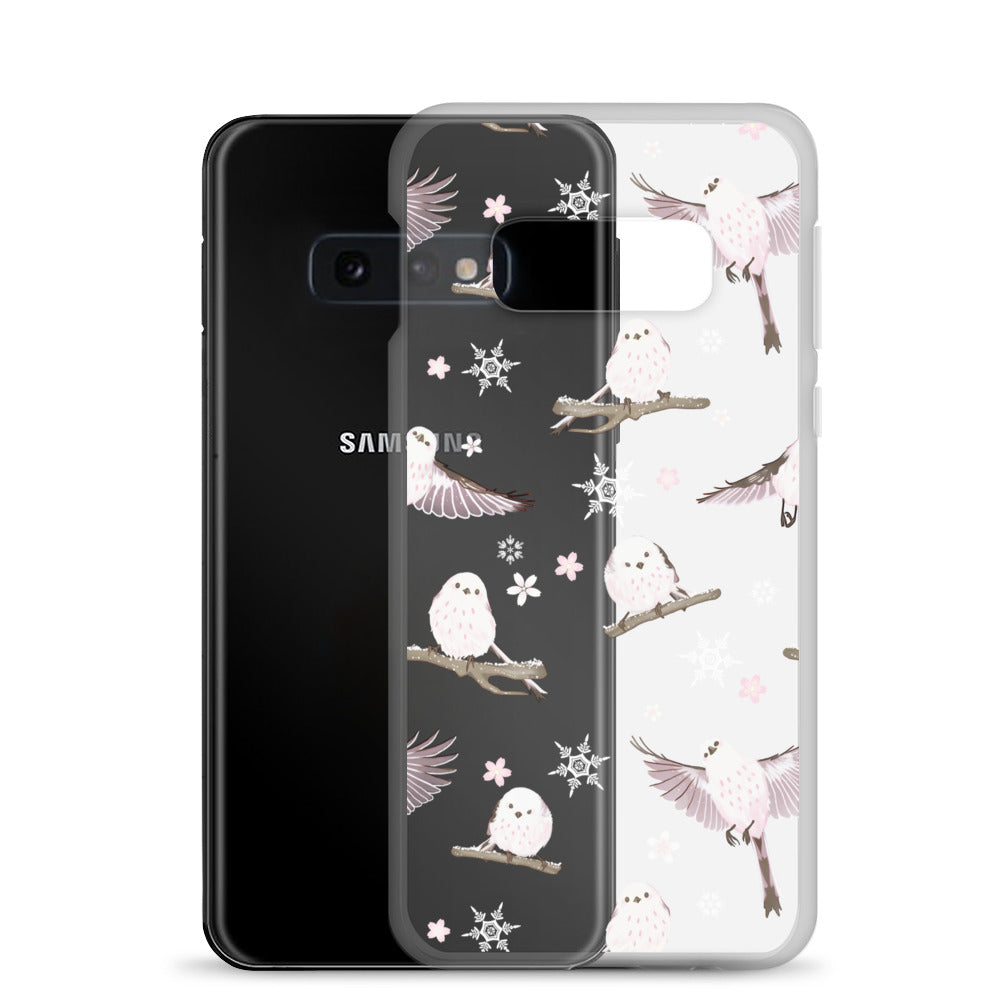 Snow Bird Samsung® Clear Case showcases adorable pastel birds, perfect for winter outings and stylish protection.