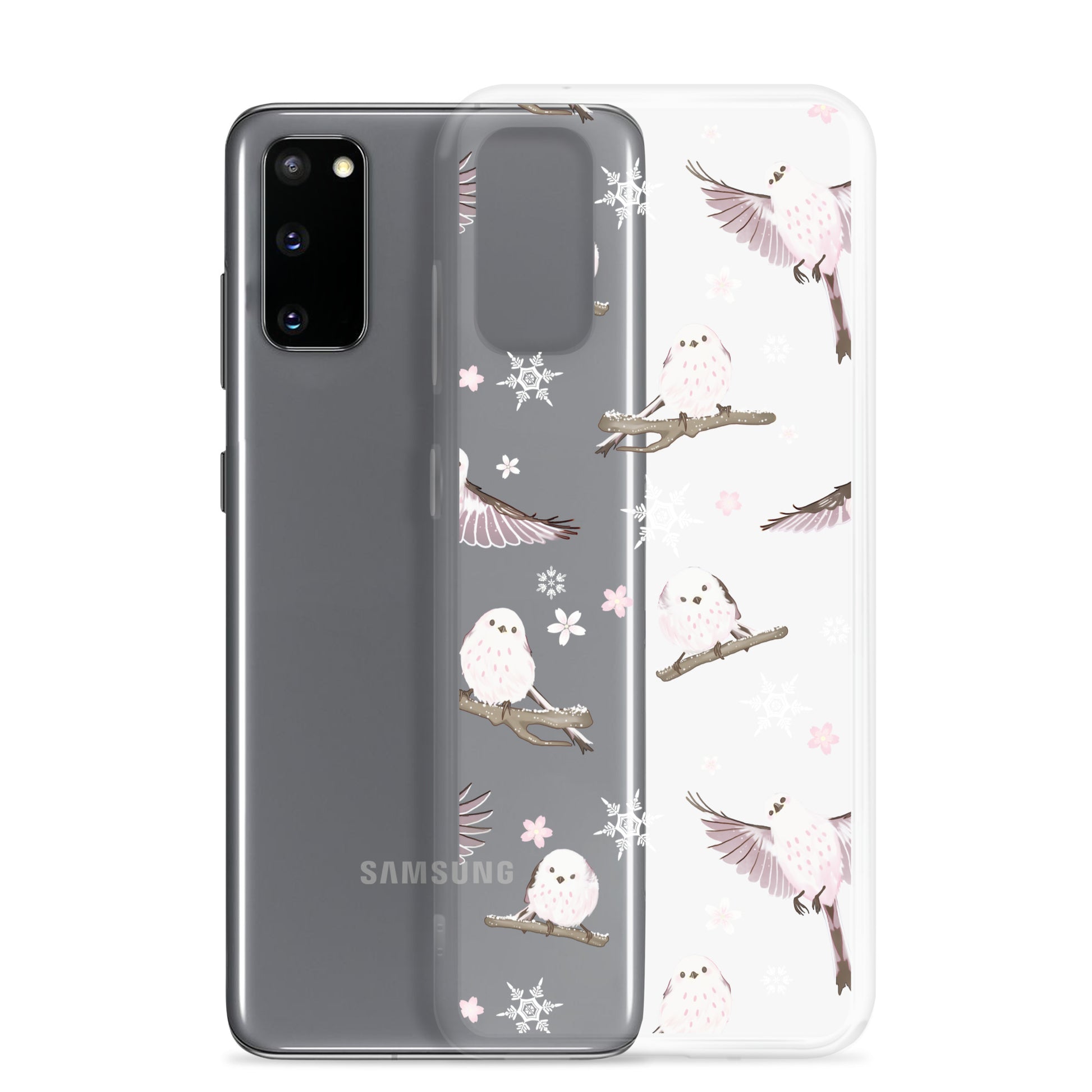 Snow Bird Samsung® Clear Case features adorable birds, perfect for winter outings and protecting your Samsung device.