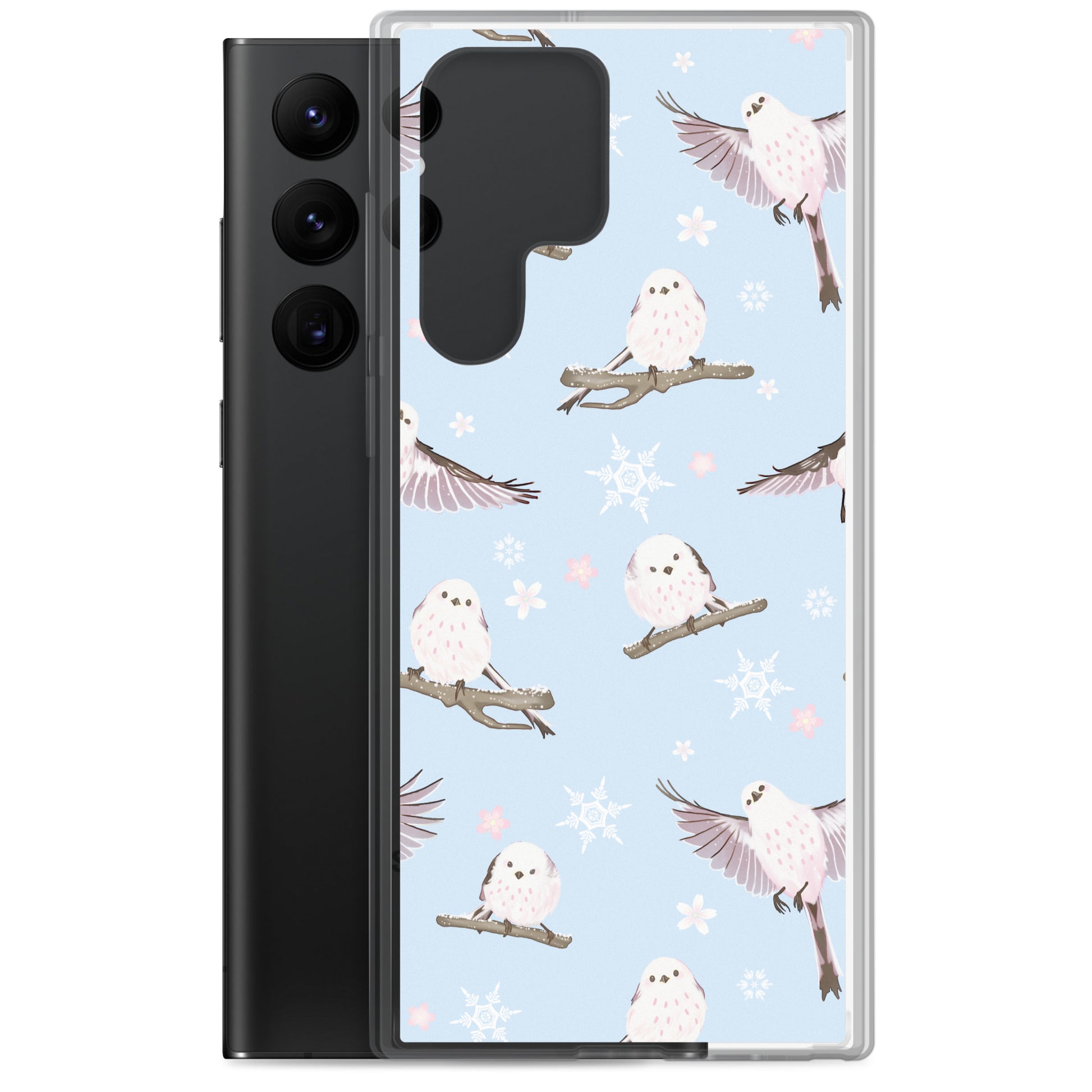 Protect your phone in style with the Snow Bird Samsung® Clear Case featuring cute winter birds and pastel colors.