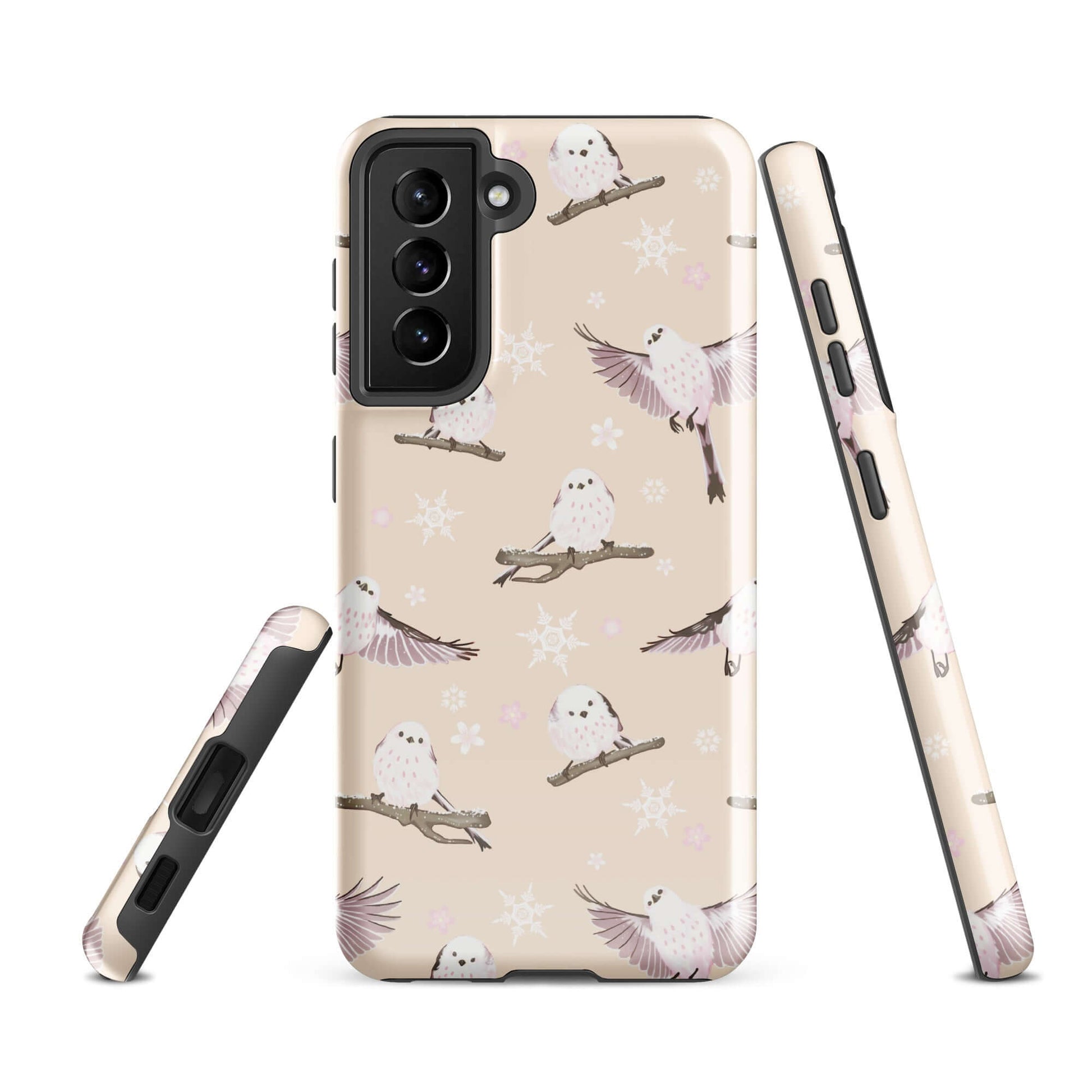 Stylish Snow Bird Samsung® Tough Case featuring a beautiful design, offering durability and protection for your phone.