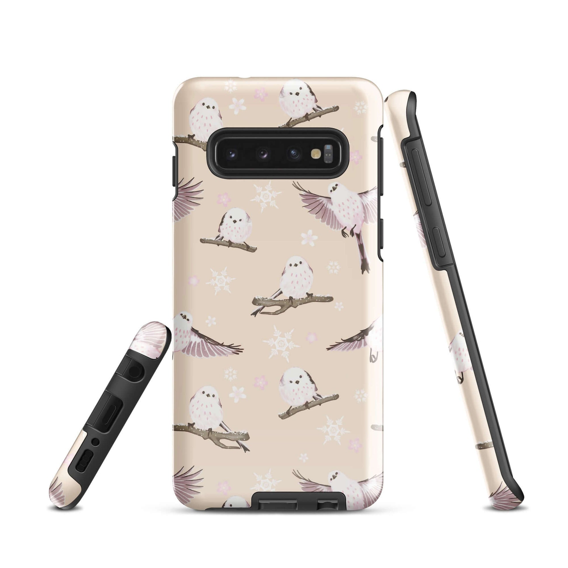 Stylish Snow Bird Samsung® Tough Case featuring impact-resistant design, perfect for protecting your Galaxy S10.