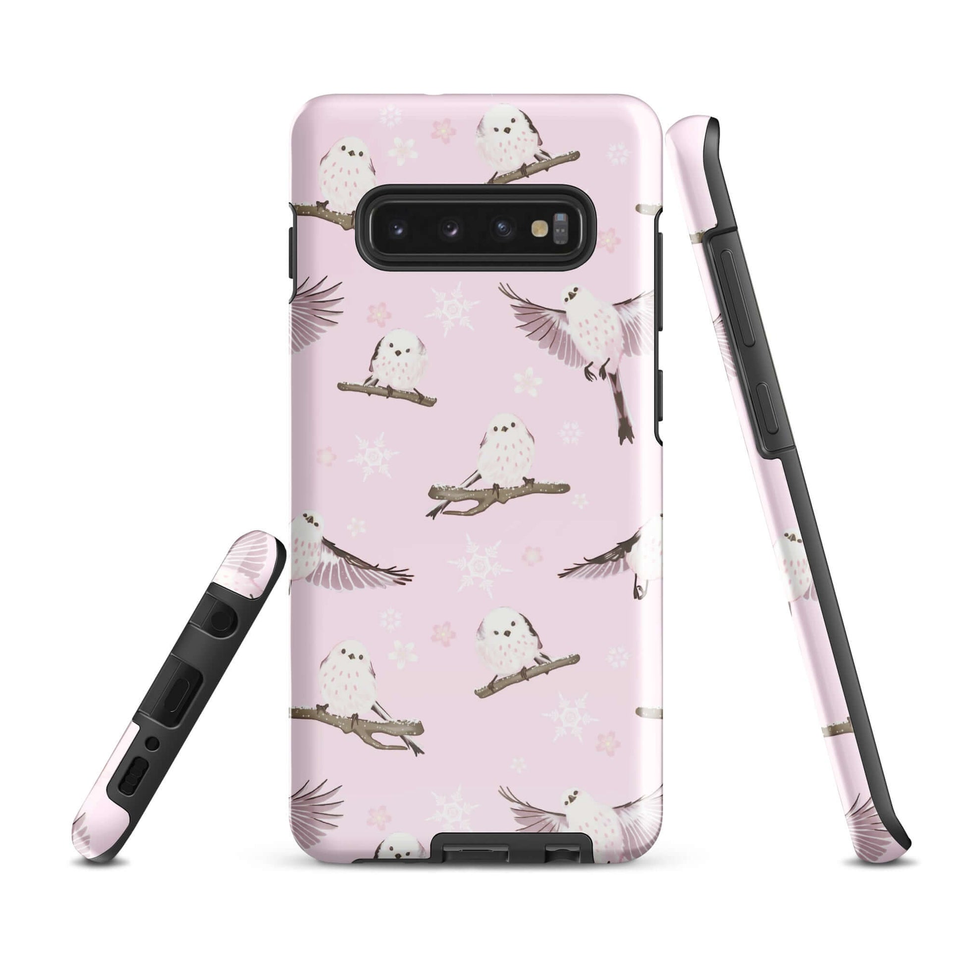 Stylish Snow Bird Samsung® Tough Case featuring a cute bird design, offering durability and protection for your phone.