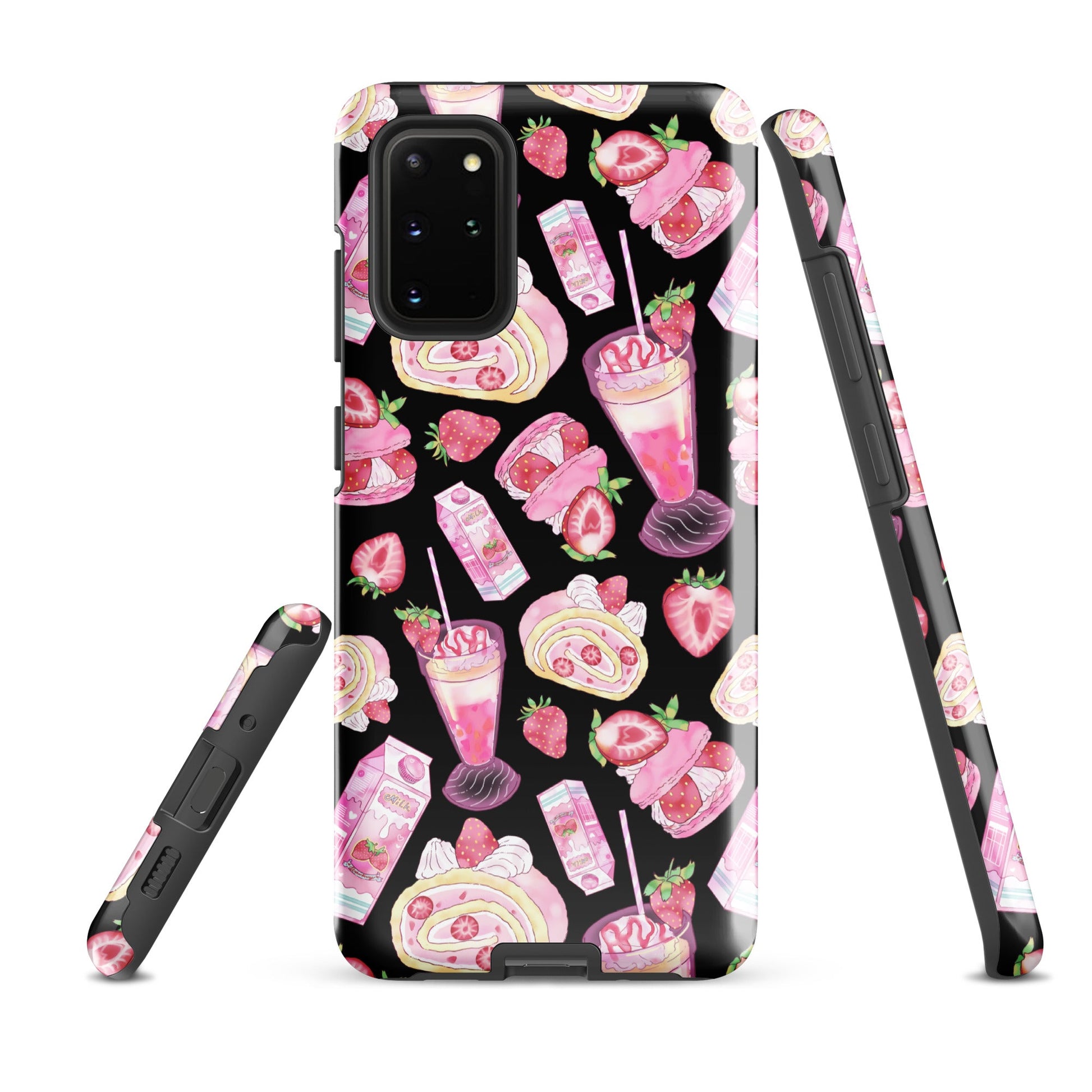 Colorful Strawberry Samsung® Tough Case featuring dessert designs, impact-resistant for ultimate phone protection.